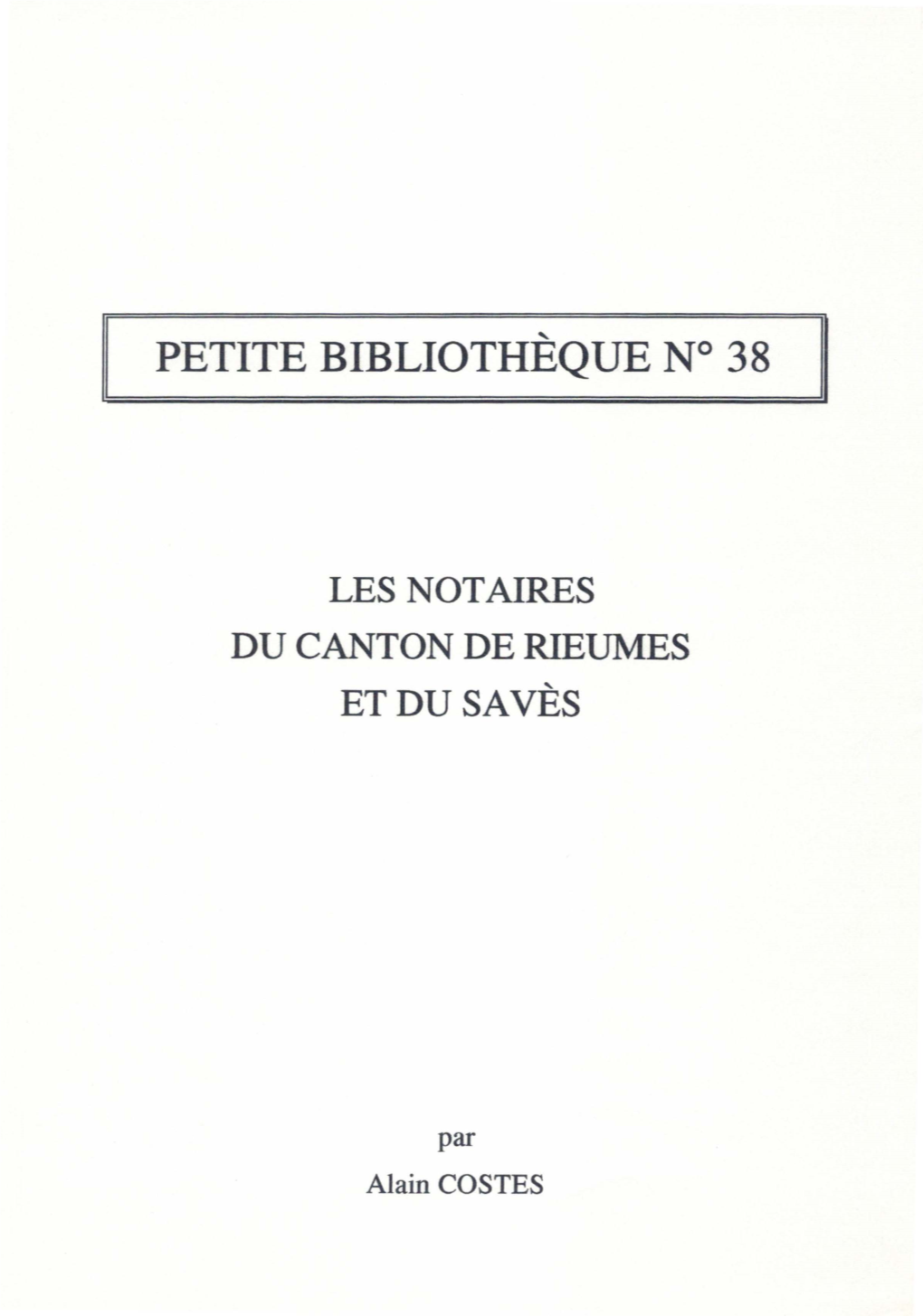 Il PETITE BIBLIOTHÈQUE N° 38 Il