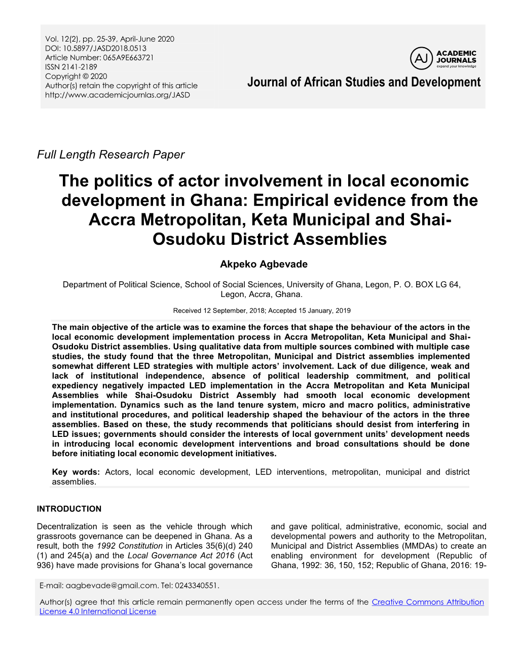 The Politics of Actor Involvement in Local