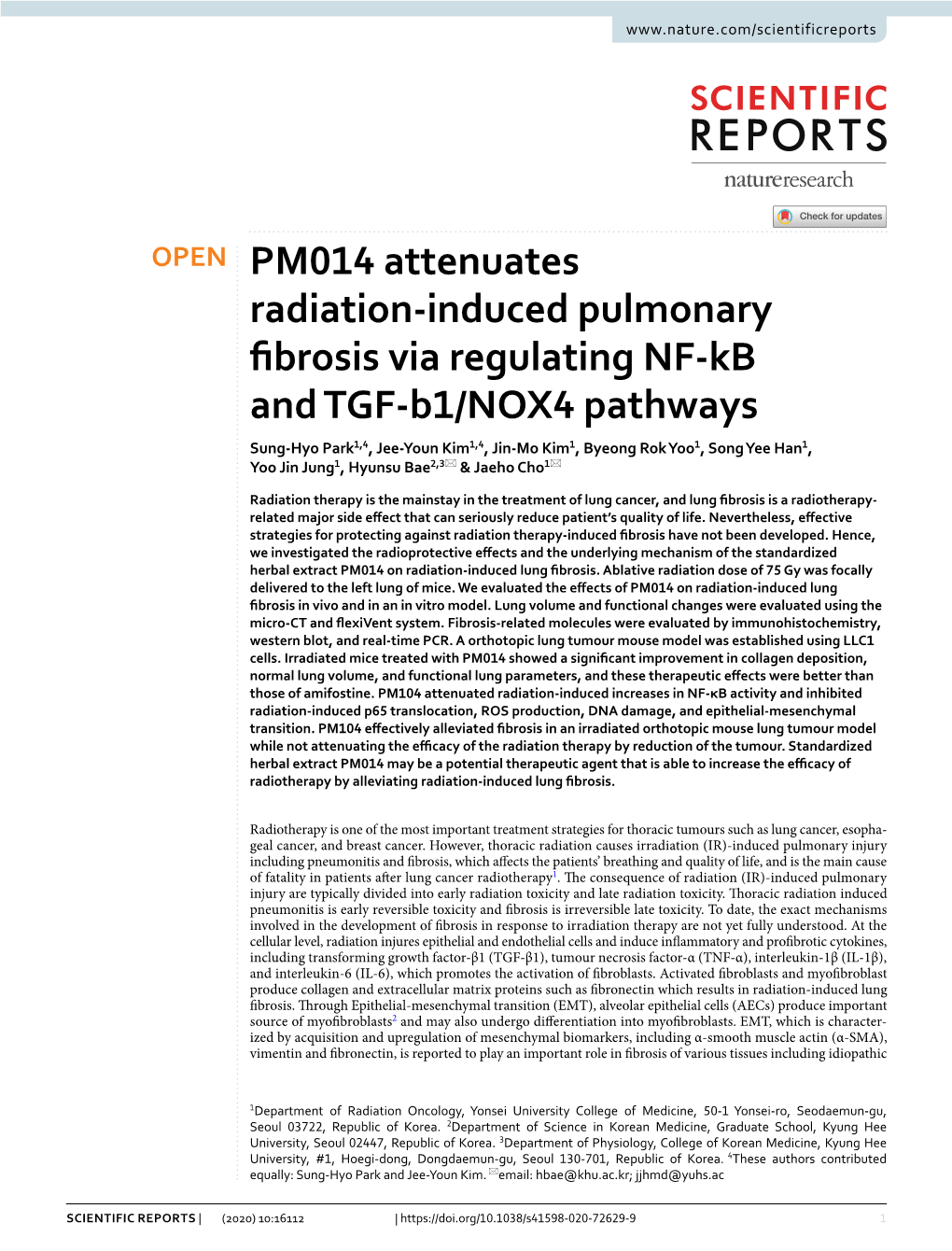 PM014 Attenuates Radiation-Induced Pulmonary Fibrosis Via Regulating