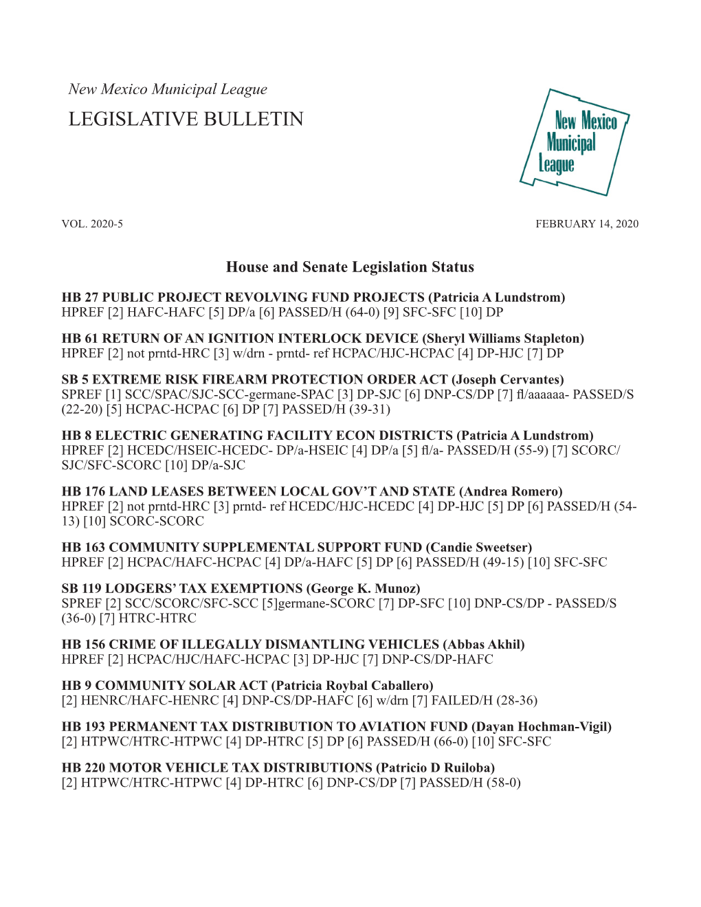 Legislative Bulletin Vol. 2020-5