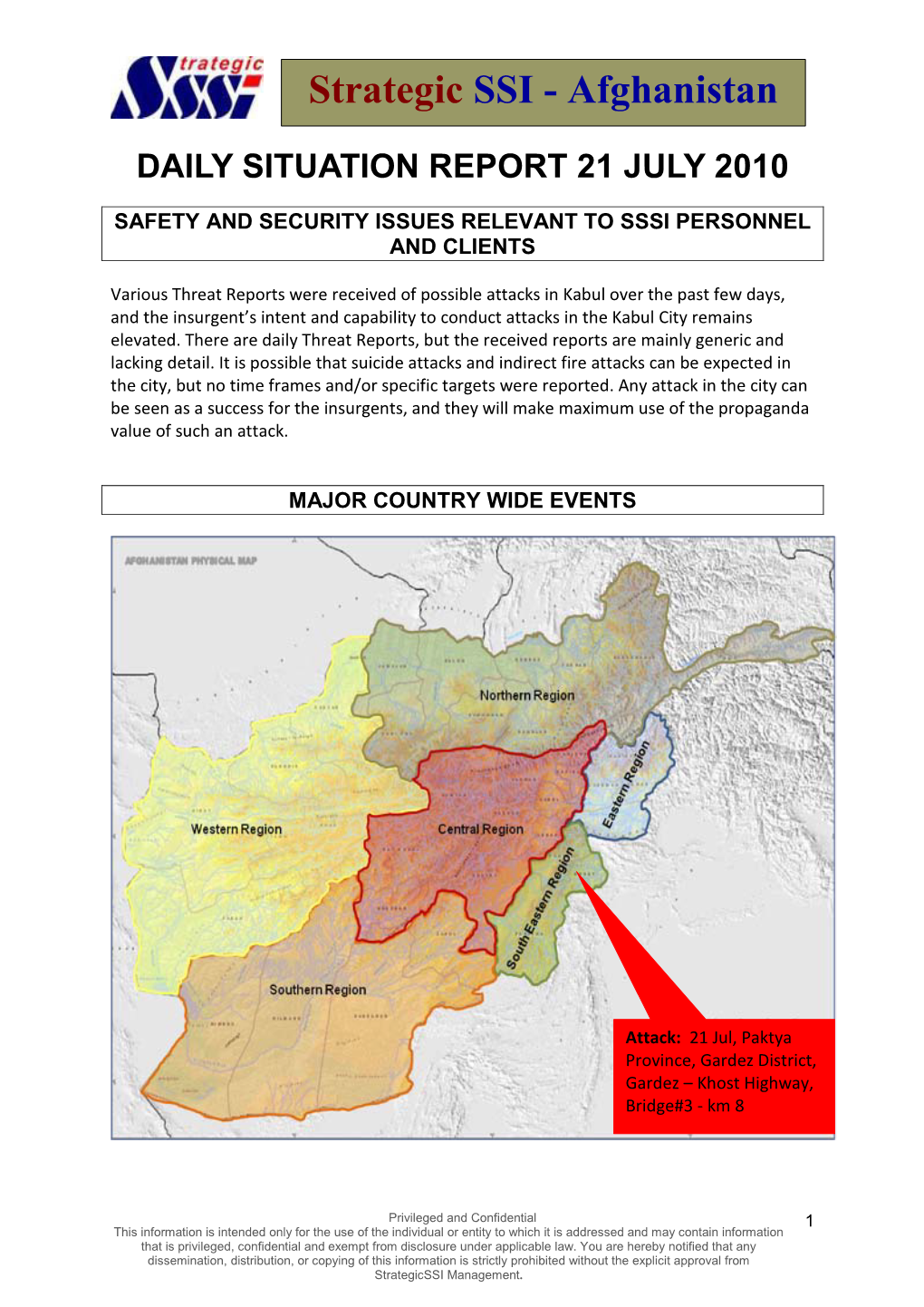 DAILY SITUATION REPORT 13 May 2008