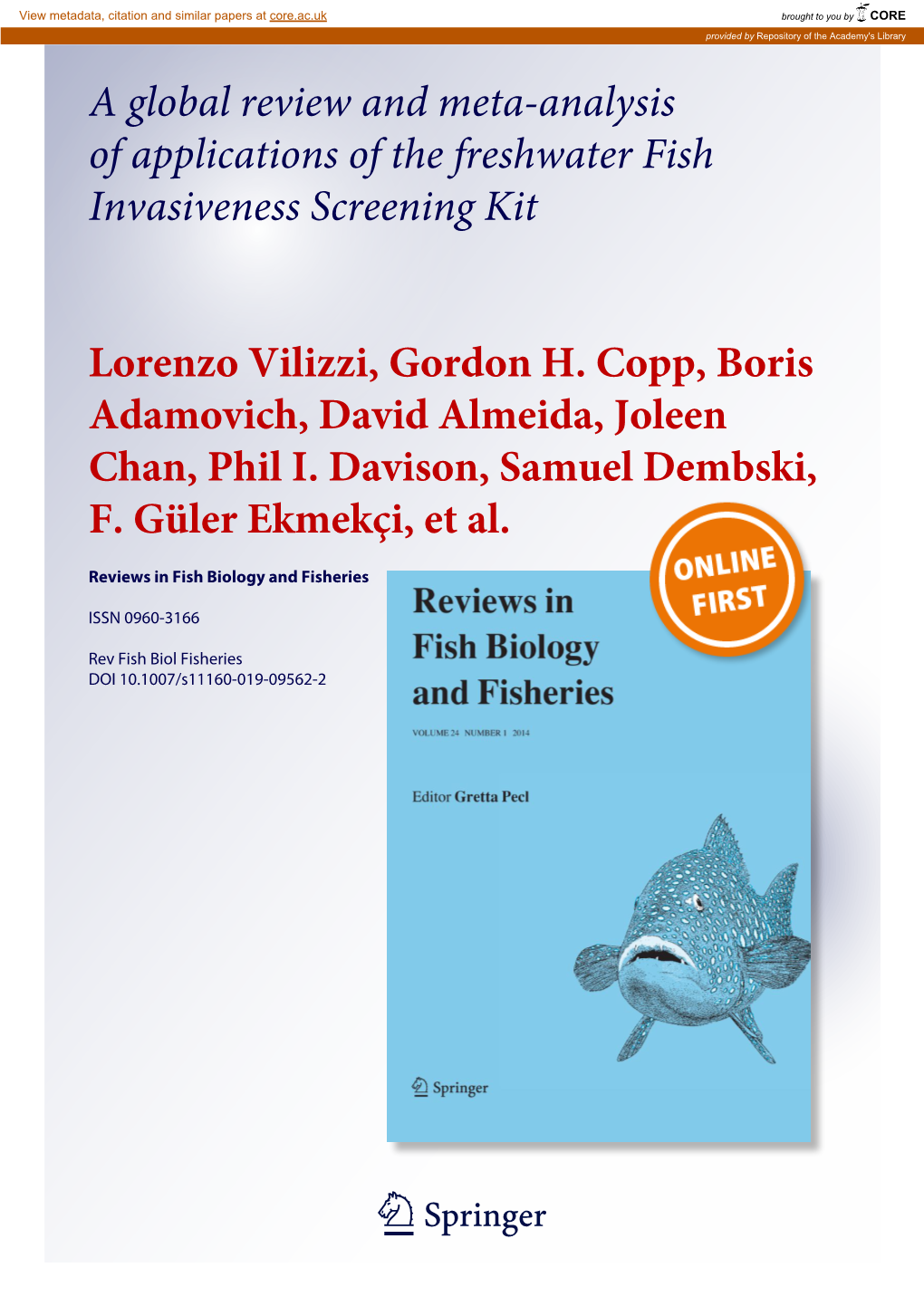 A Global Review and Meta-Analysis of Applications of the Freshwater Fish Invasiveness Screening Kit