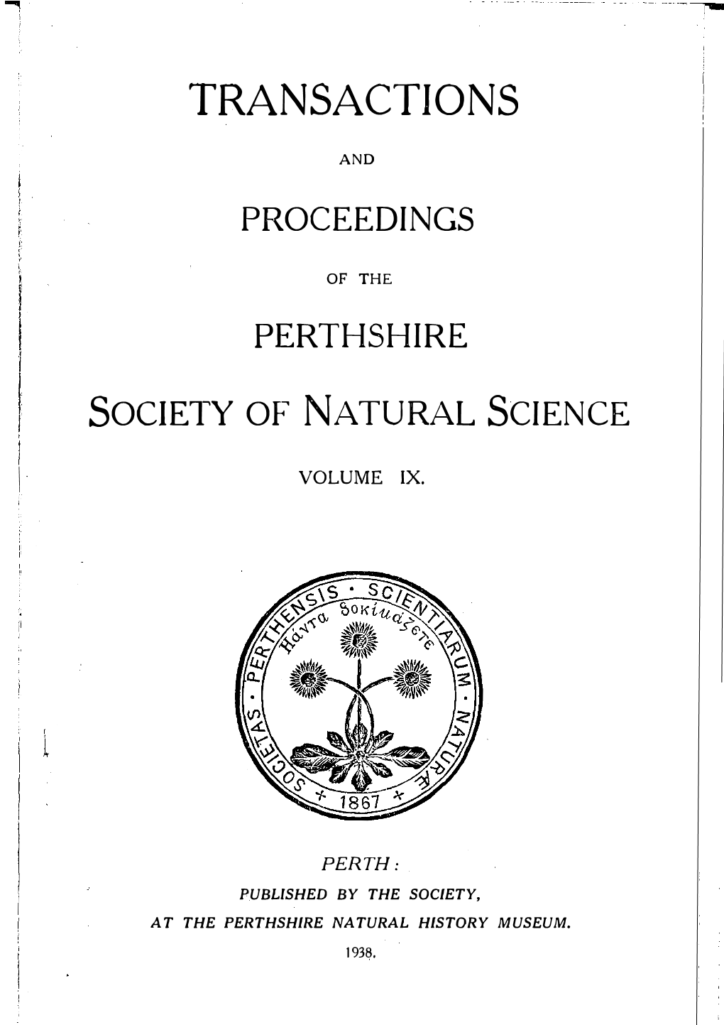 Transactions & Proceedings of the Perthshire Society of Natural