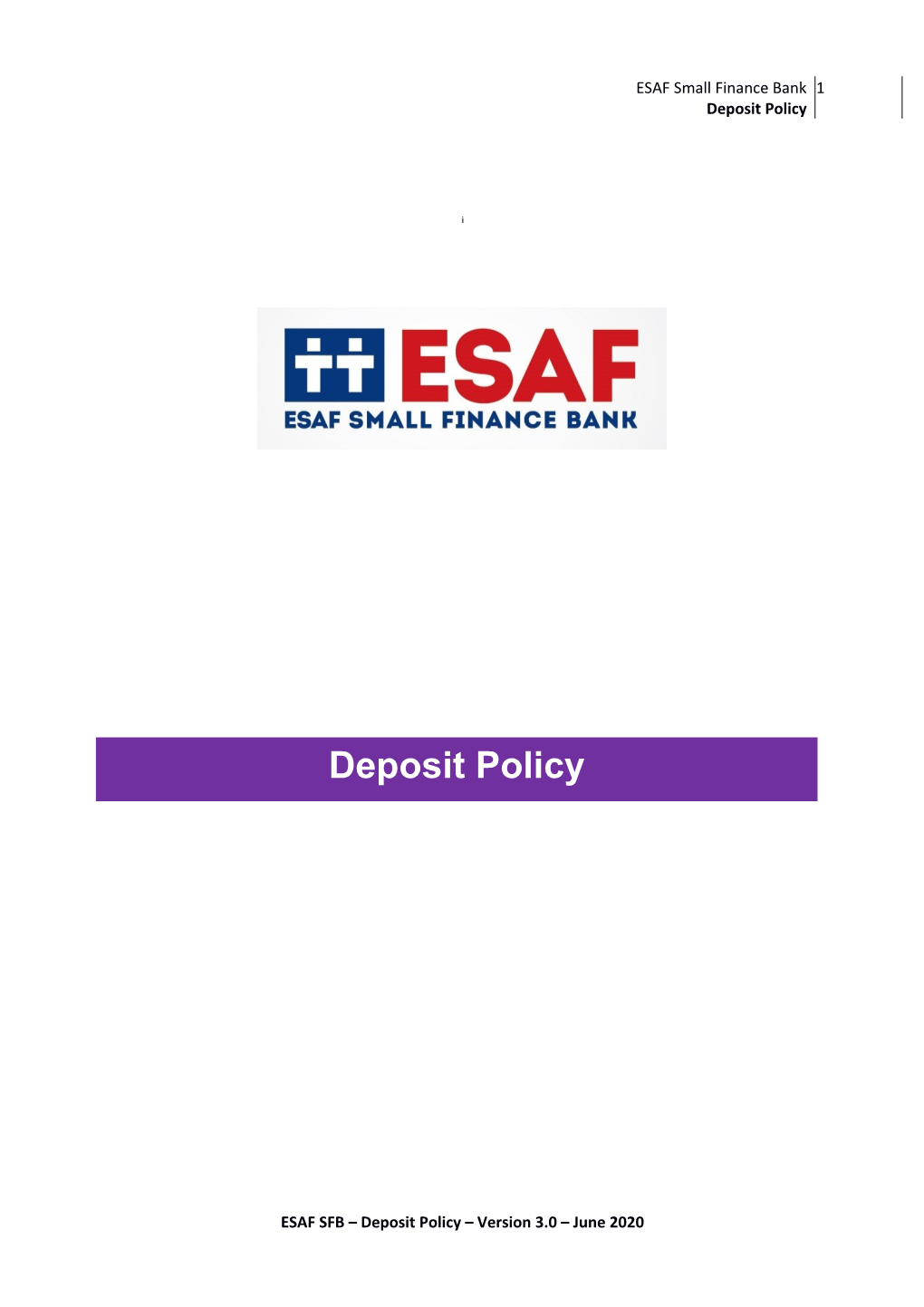 Deposit Policy