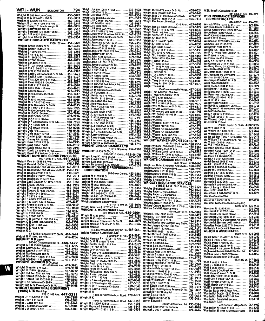 Edmonton City 1986 Mar X to Z