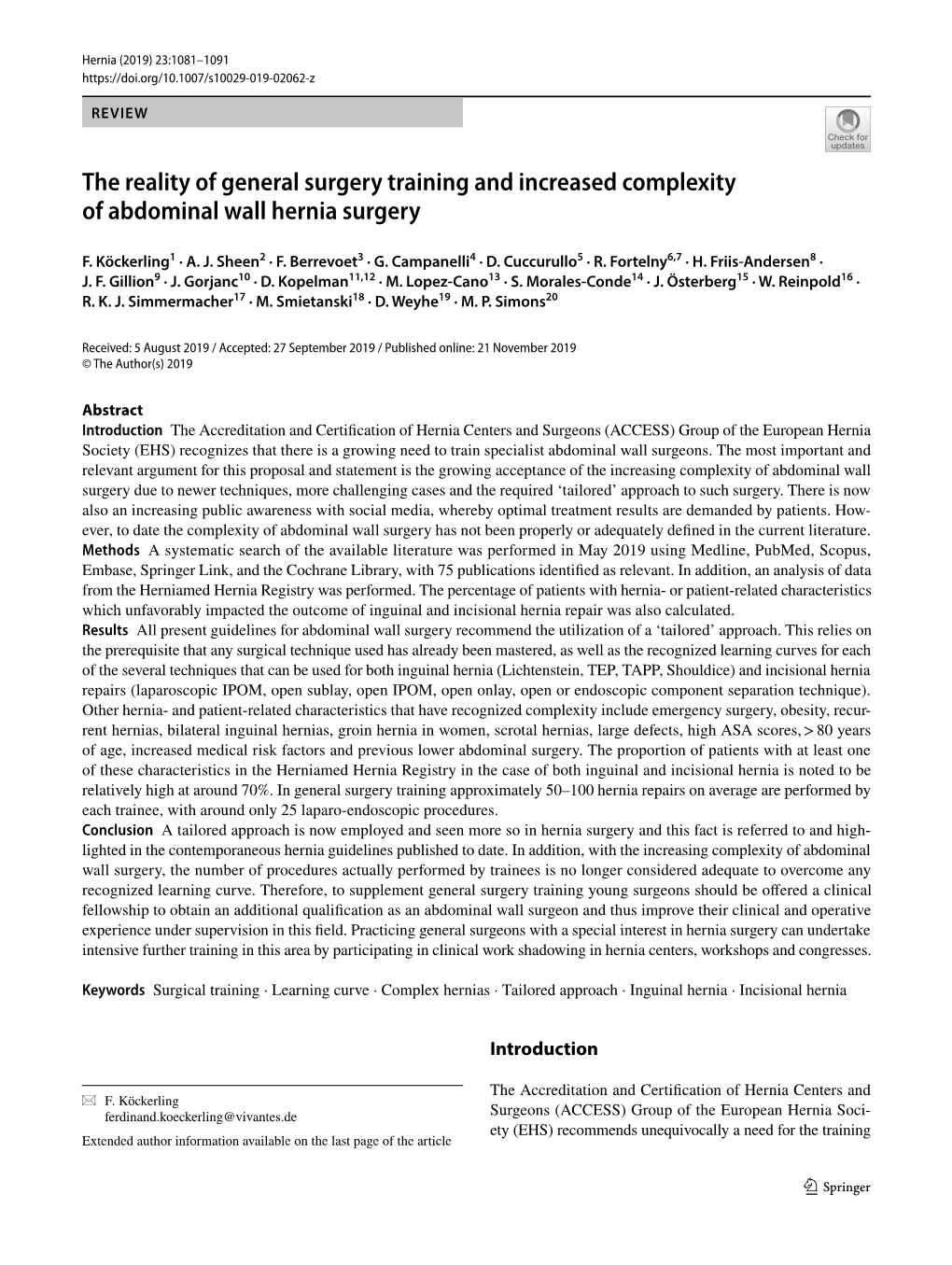 The Reality of General Surgery Training and Increased Complexity of Abdominal Wall Hernia Surgery
