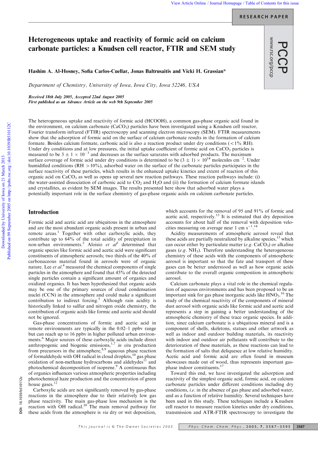 Heterogeneous Uptake and Reactivity of Formic Acid on Calcium Carbonate