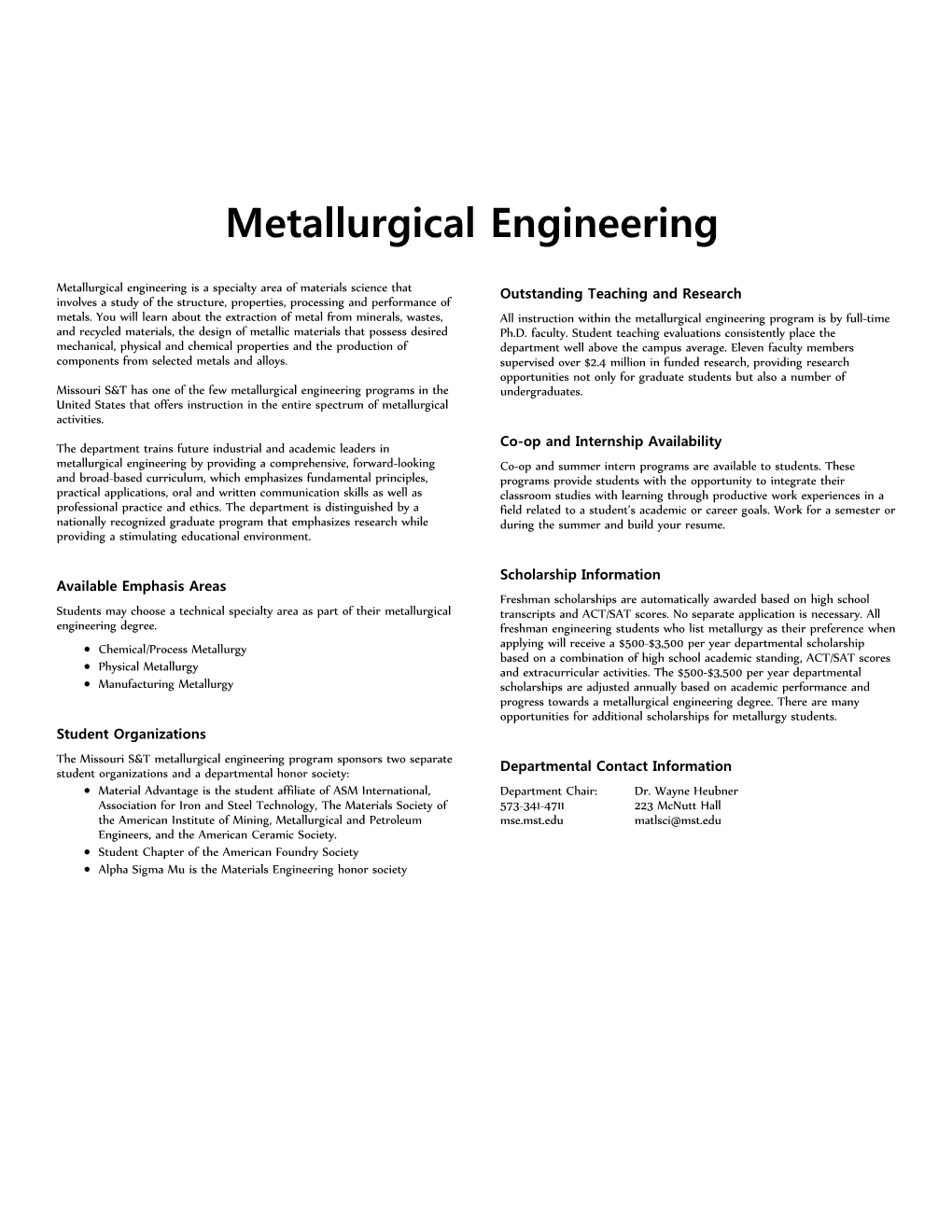 Metallurgical Engineering