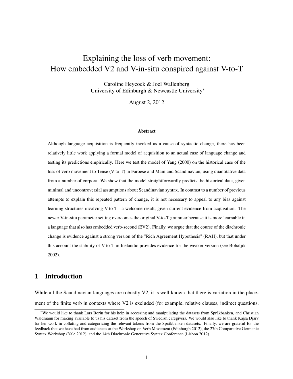 Explaining the Loss of Verb Movement: How Embedded V2 and V-In-Situ Conspired Against V-To-T