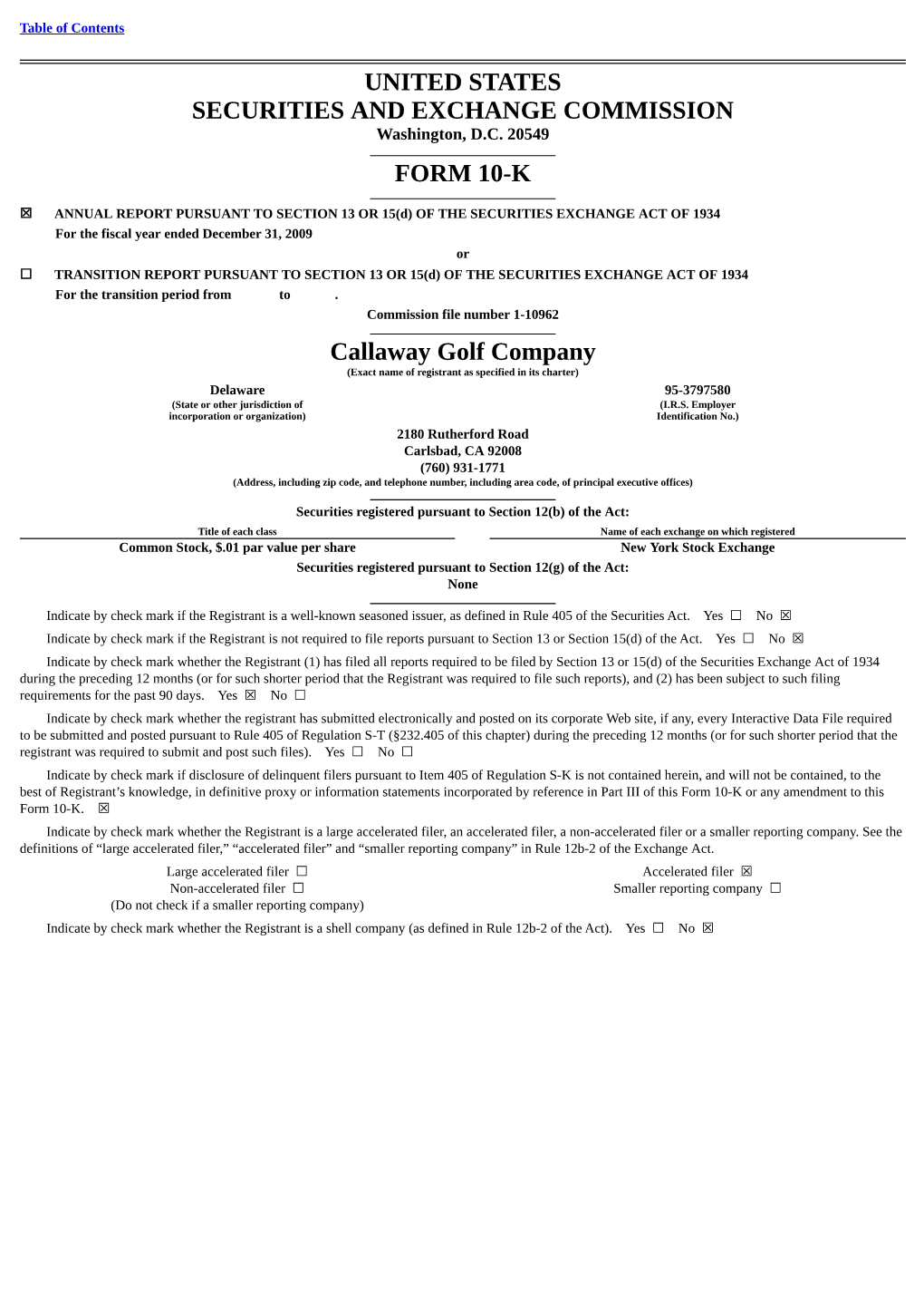 United States Securities and Exchange Commission Form