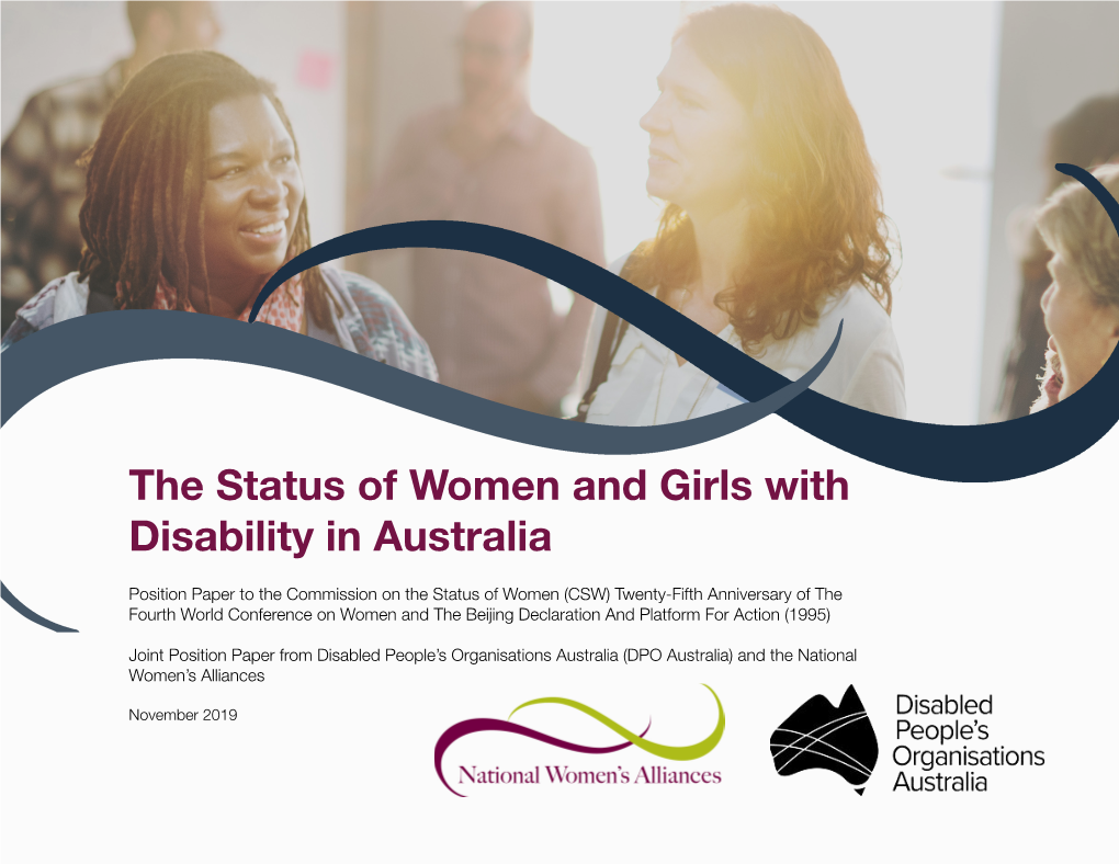 The Status of Women and Girls with Disability in Australia