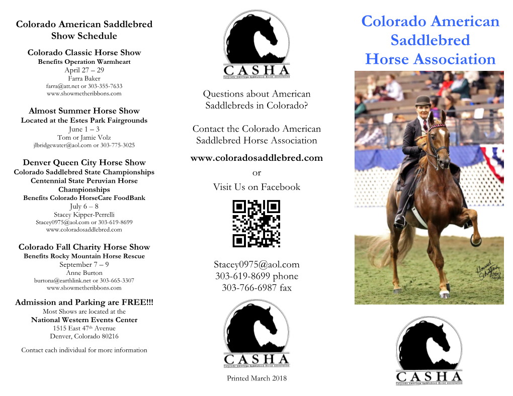 Colorado American Saddlebred Show Schedule