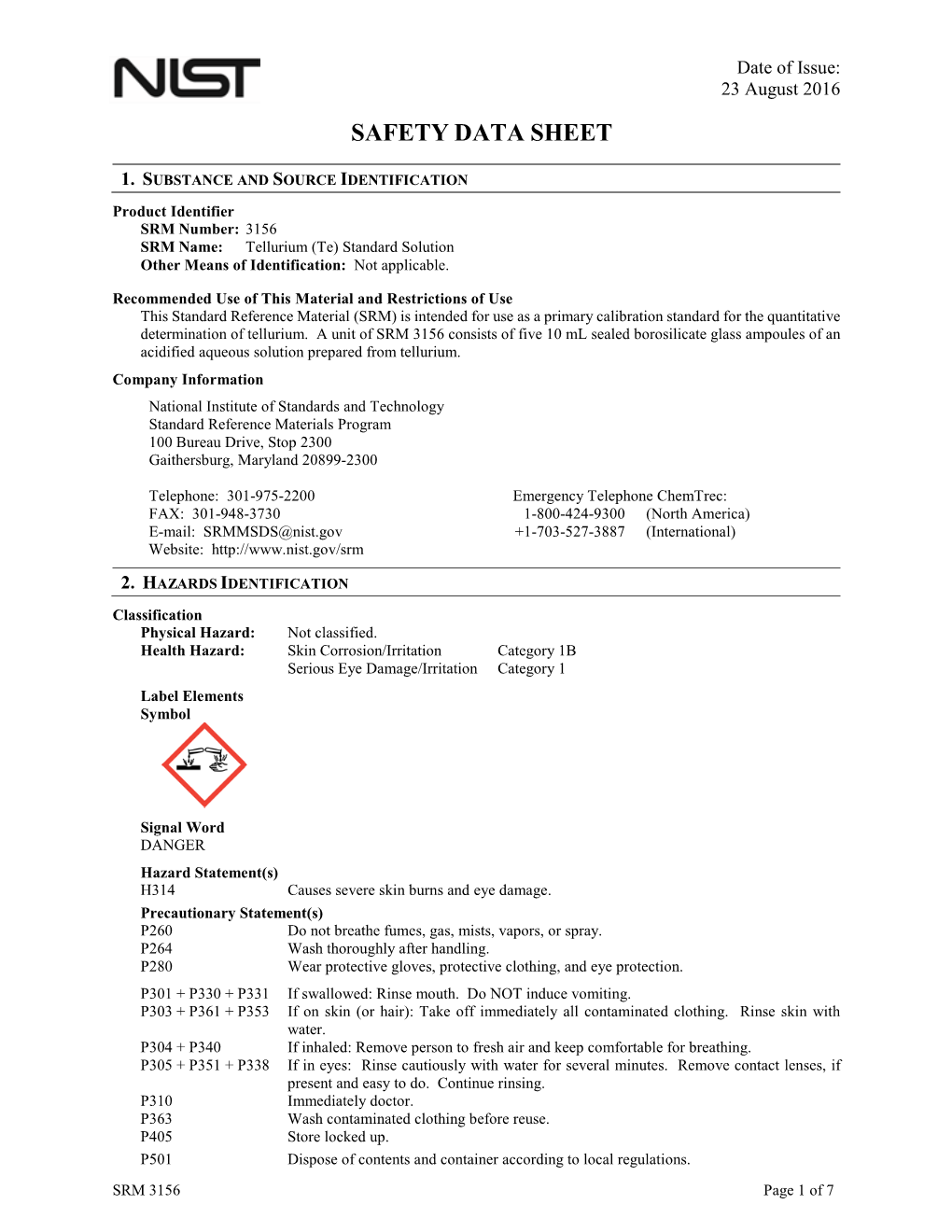 Material Safety Data Sheet