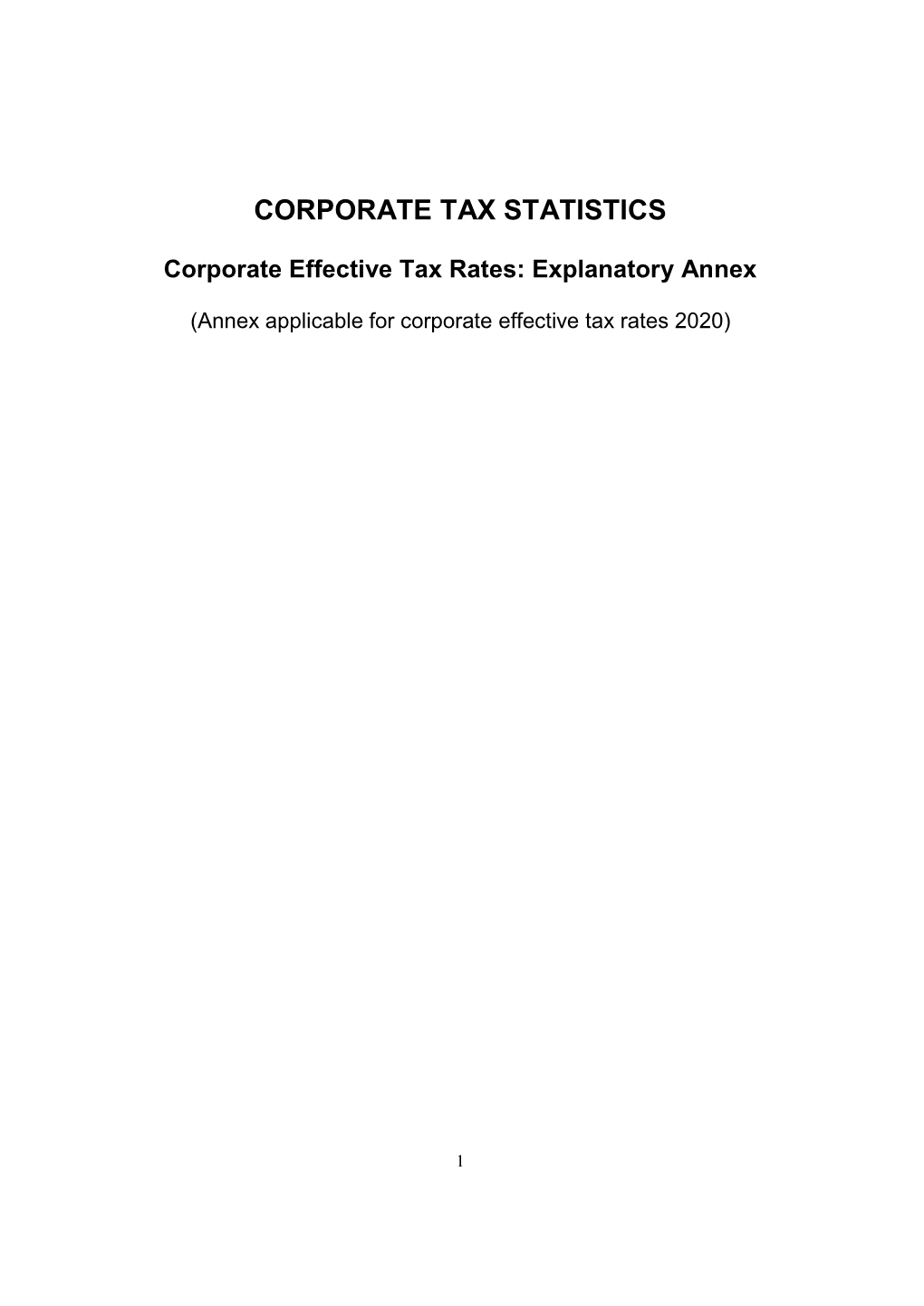 Corporate Effective Tax Rates Explanatory Annex