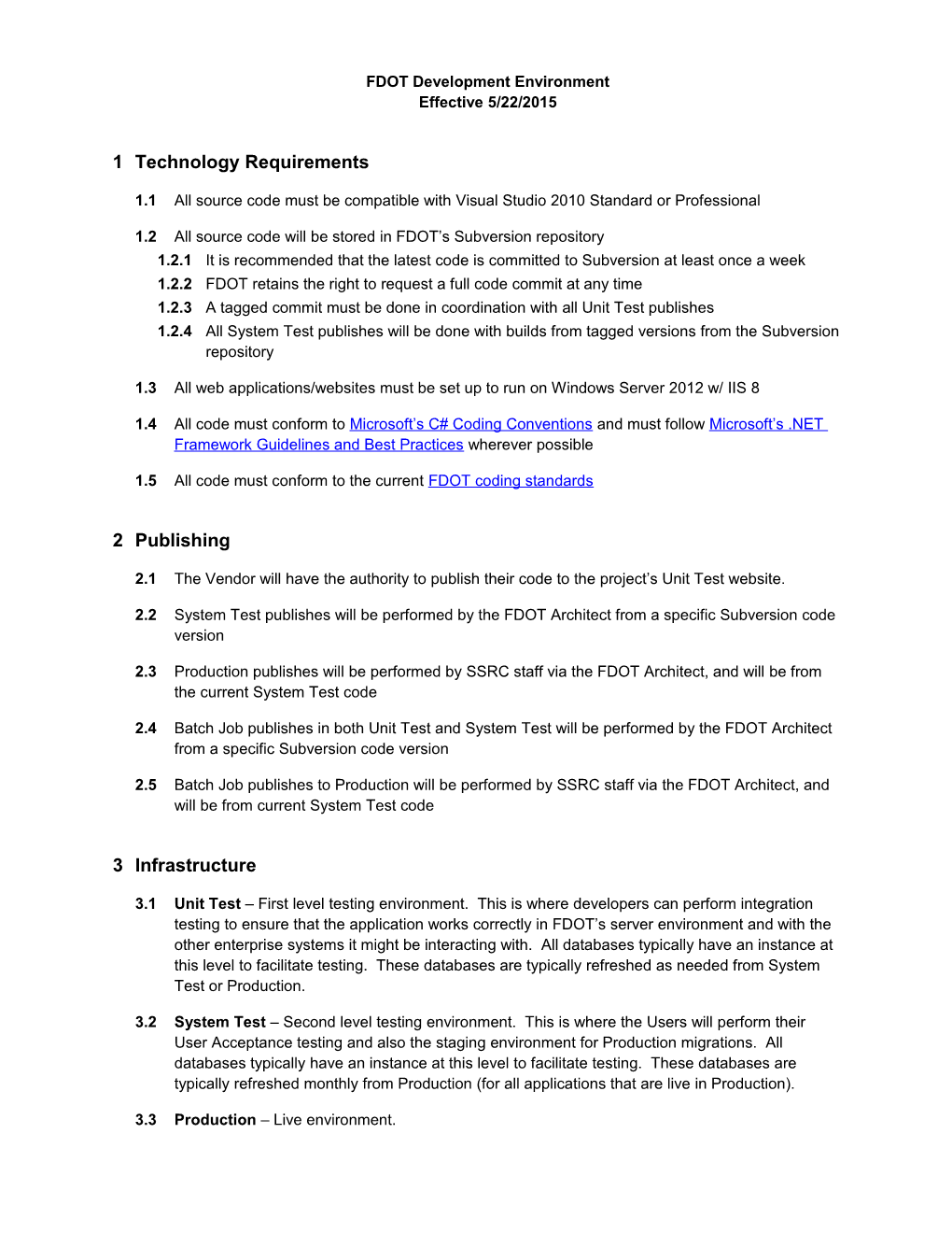 FDOT Development Environmenteffective 5/22/2015