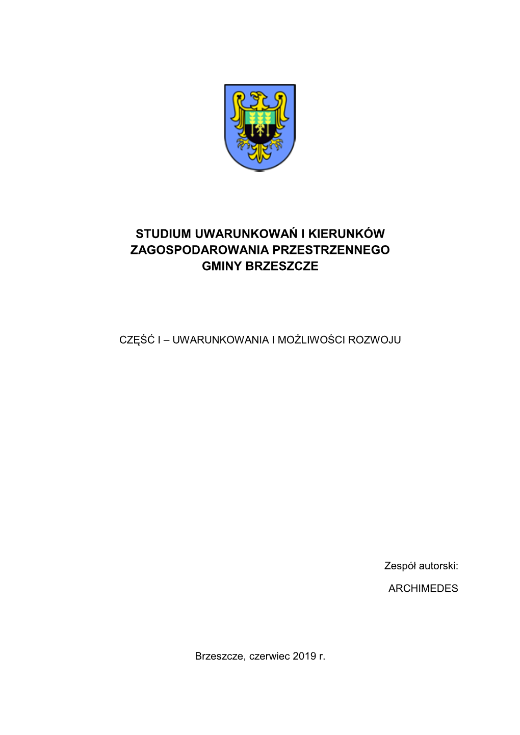 Studium Uwarunkowań I Kierunków Zagospodarowania Przestrzennego Gminy Brzeszcze