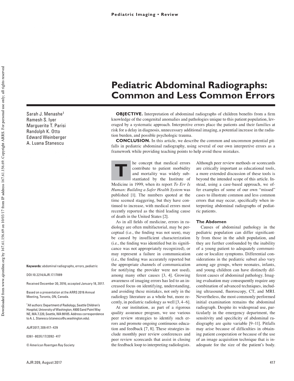 Pediatric Abdominal Radiographs: Common and Less Common Errors