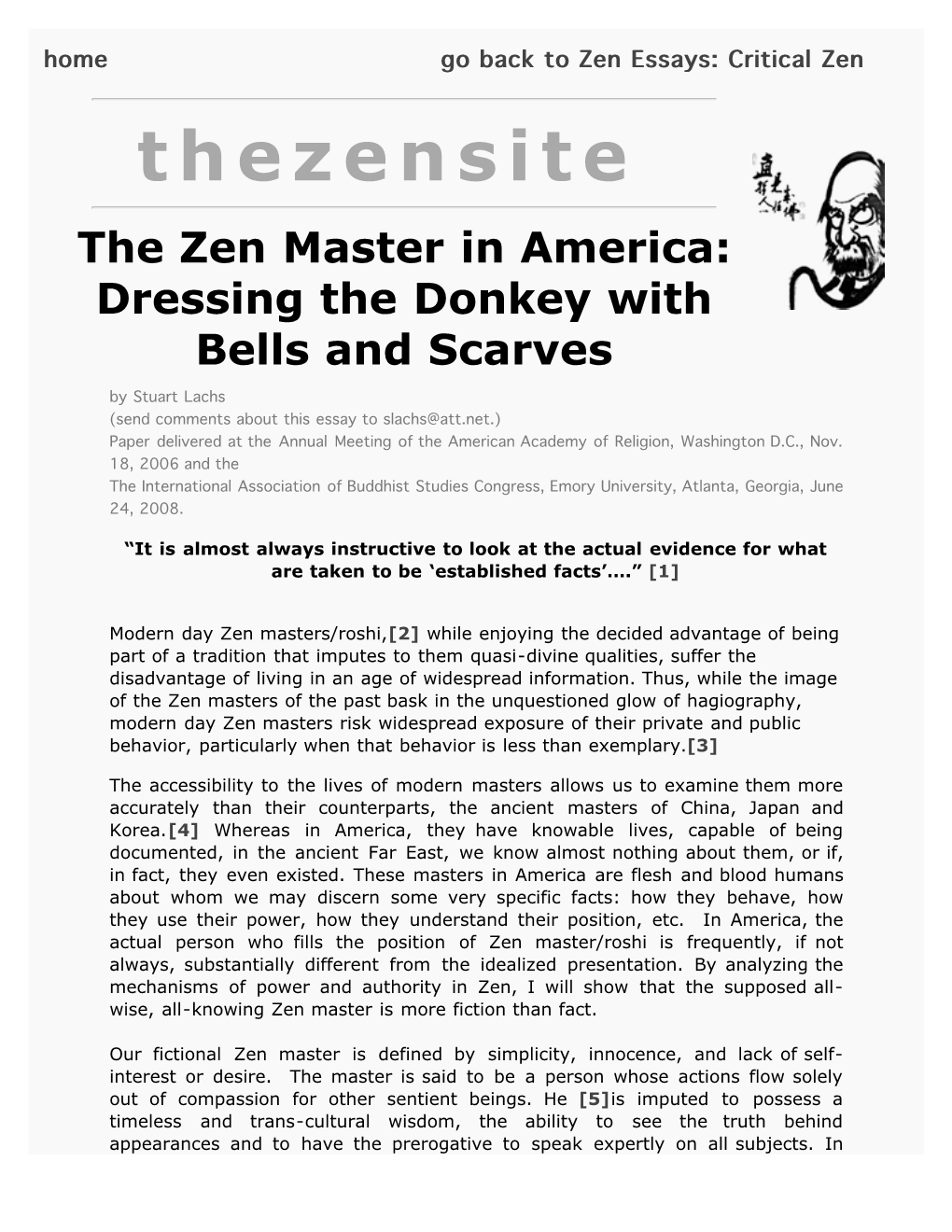 Thezensite the Zen Master in America Dressing the Donkey With