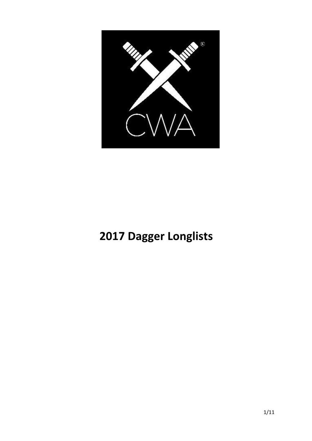 2017 Dagger Longlists