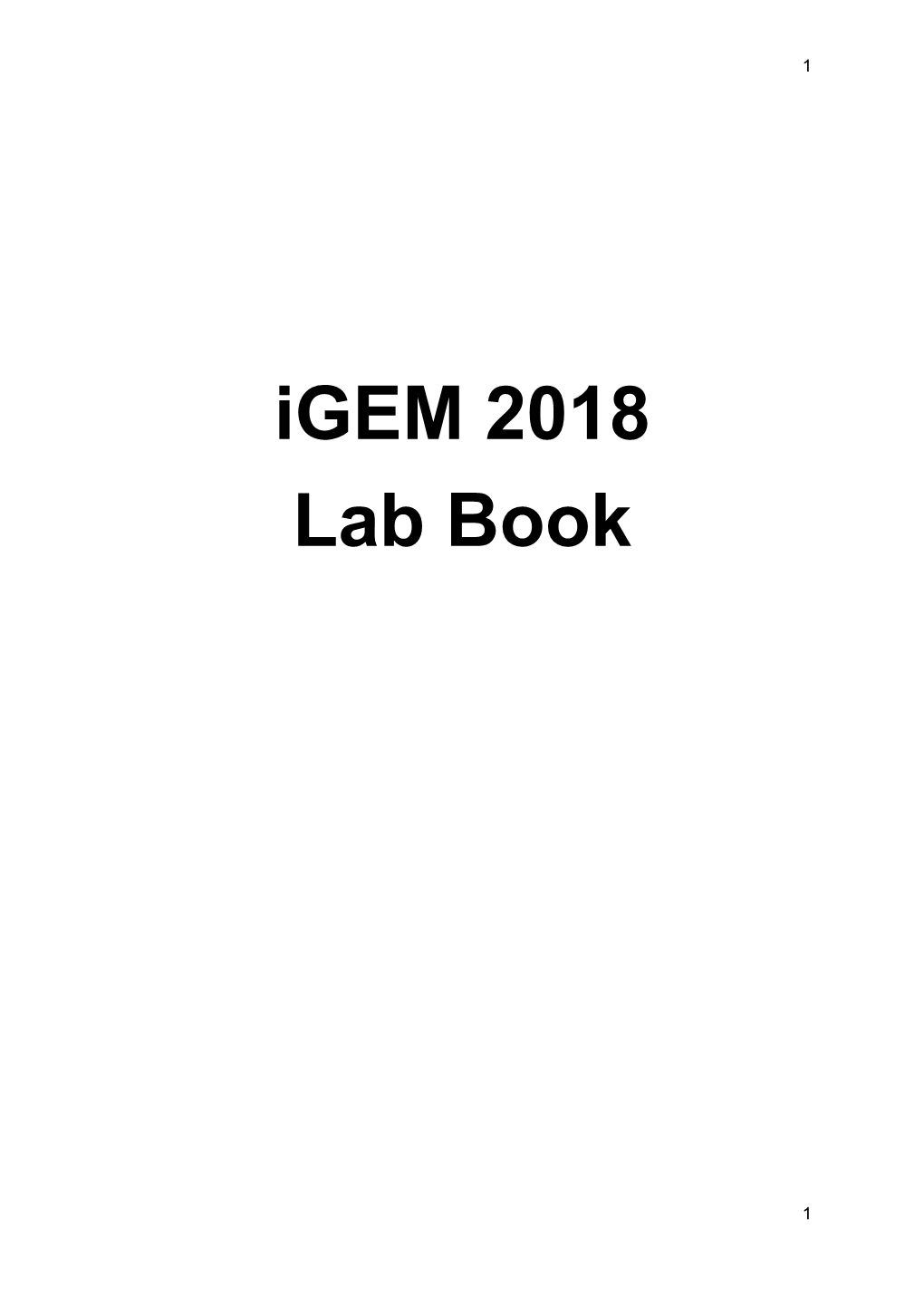 Igem 2018 Lab Book