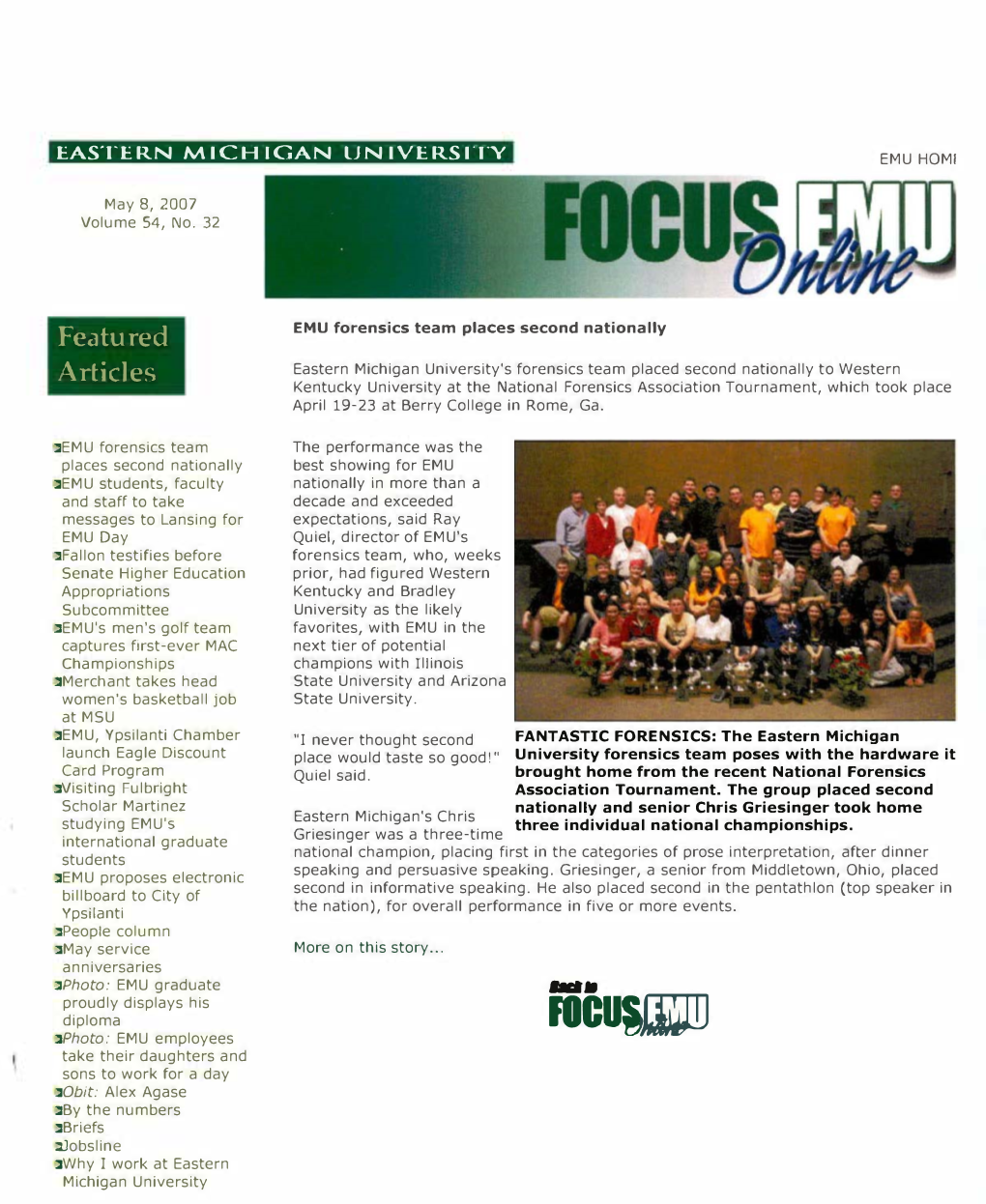 Focus EMU, May 8, 2007