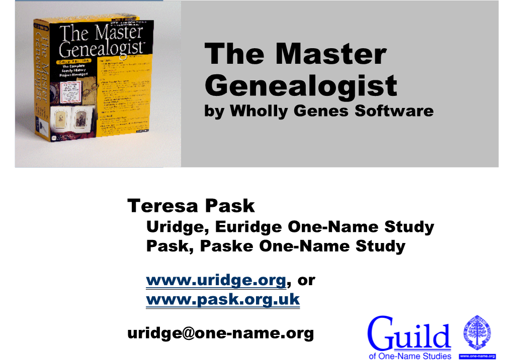 The Master Genealogist by Wholly Genes Software