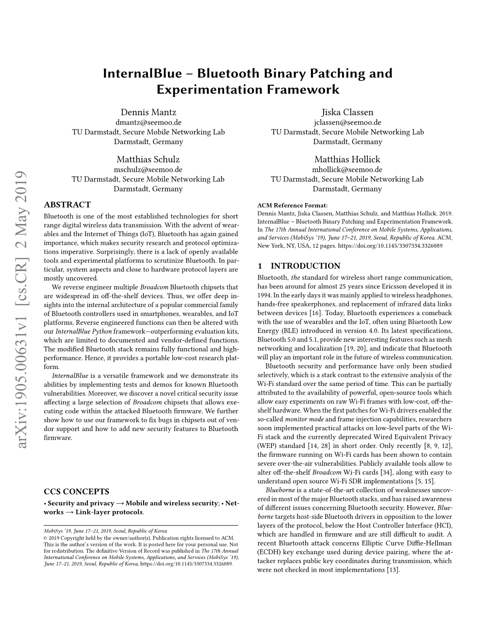 Bluetooth Binary Patching and Experimentation Framework