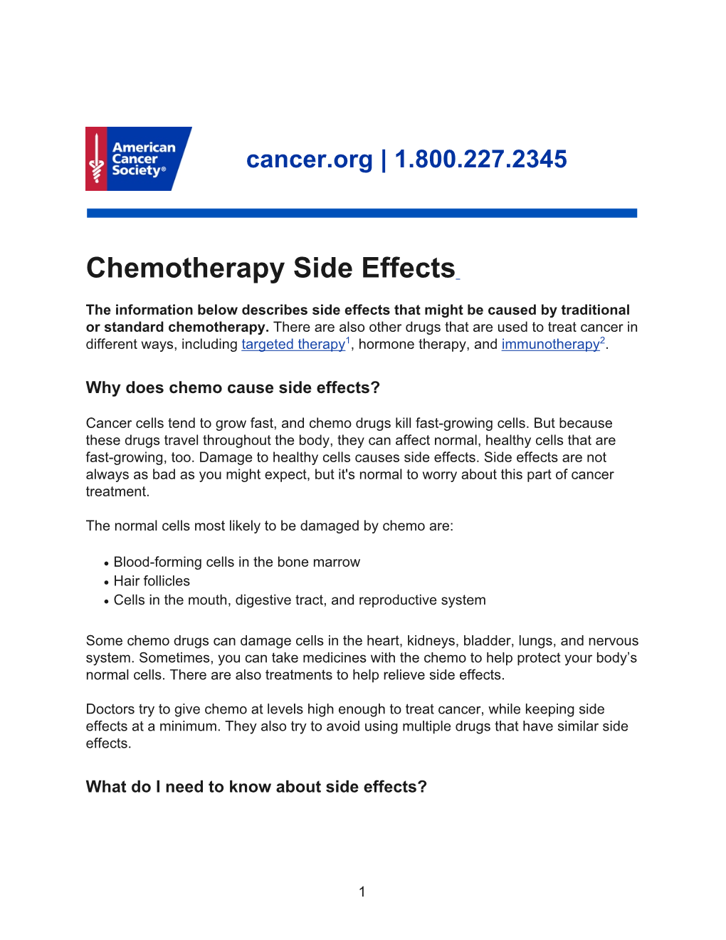 Chemotherapy Side Effects