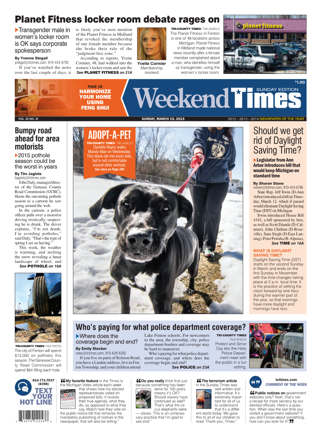 ADOPT-A-PET TRI-COUNTY TIMES | TIM JAGIELO Rid of Daylight Motorists Danielle Reyes Walks Mandy-Mae on Wednesday