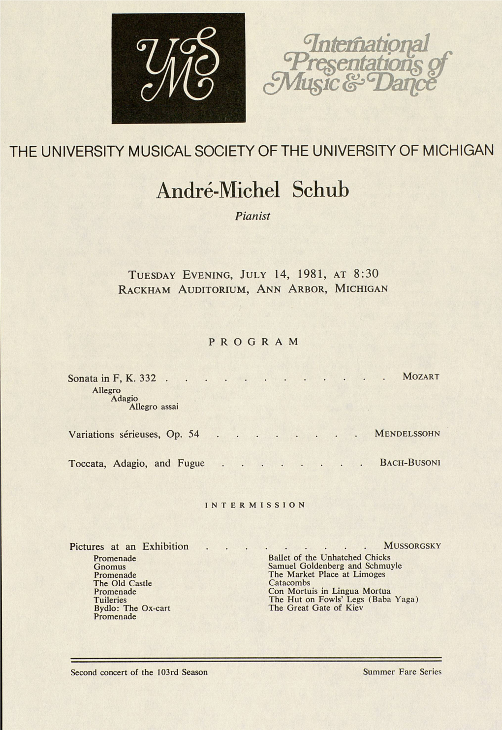 Andre-Michel Schub Pianist