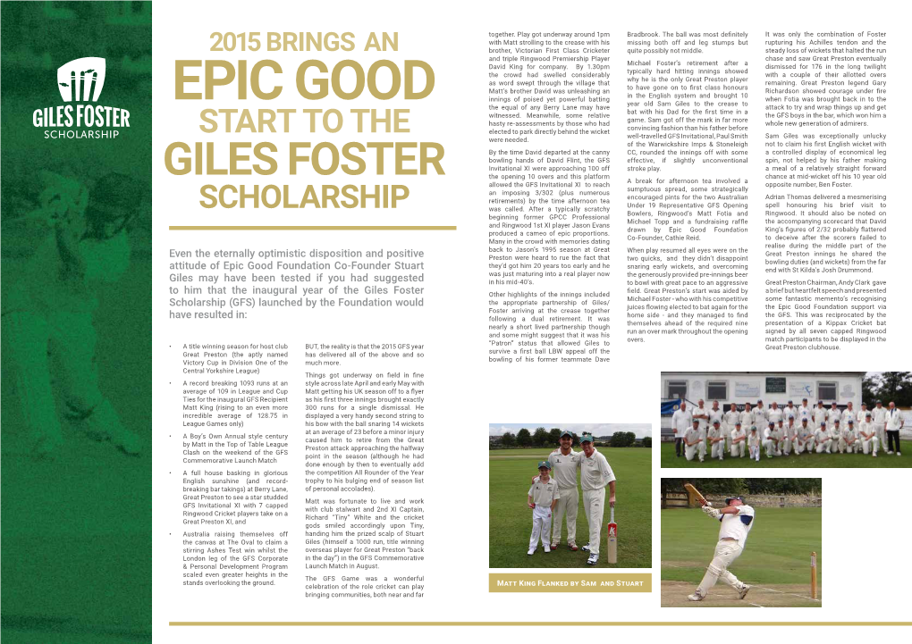 2015 Brings an Epic Good Start to the Giles Foster Scholarship