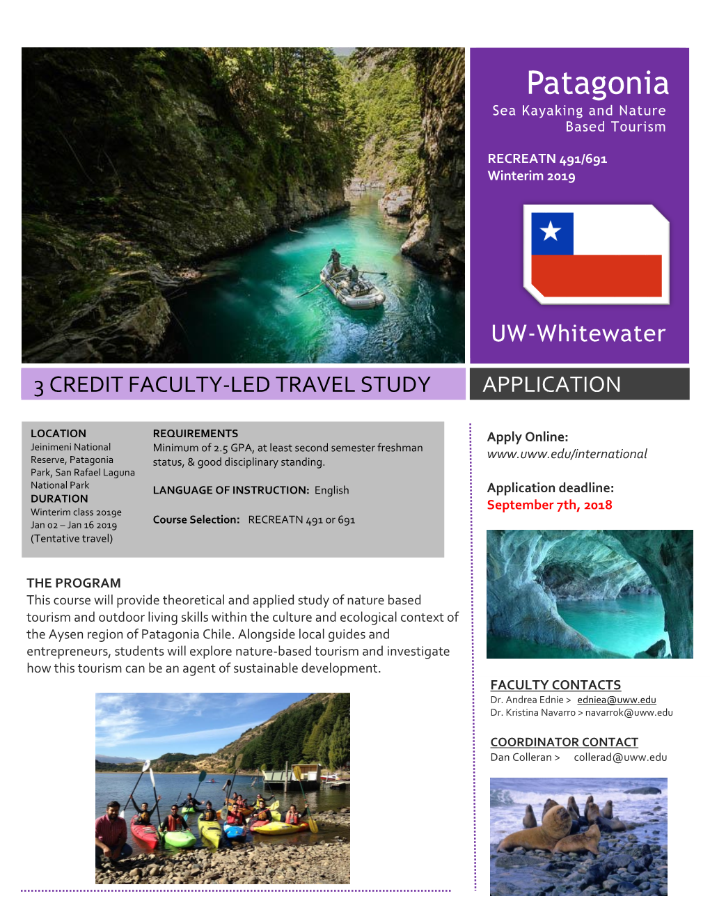 Patagonia Sea Kayaking and Nature Based Tourism
