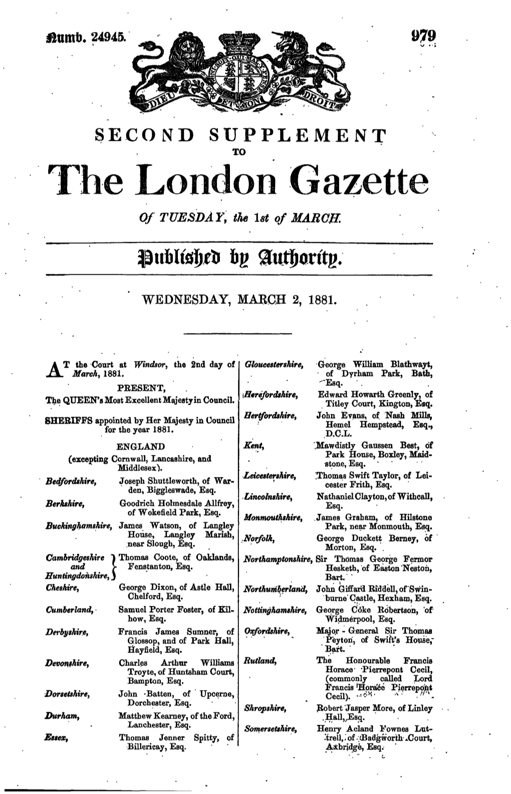 Sheriff of Herefordshire 1881.Pdf