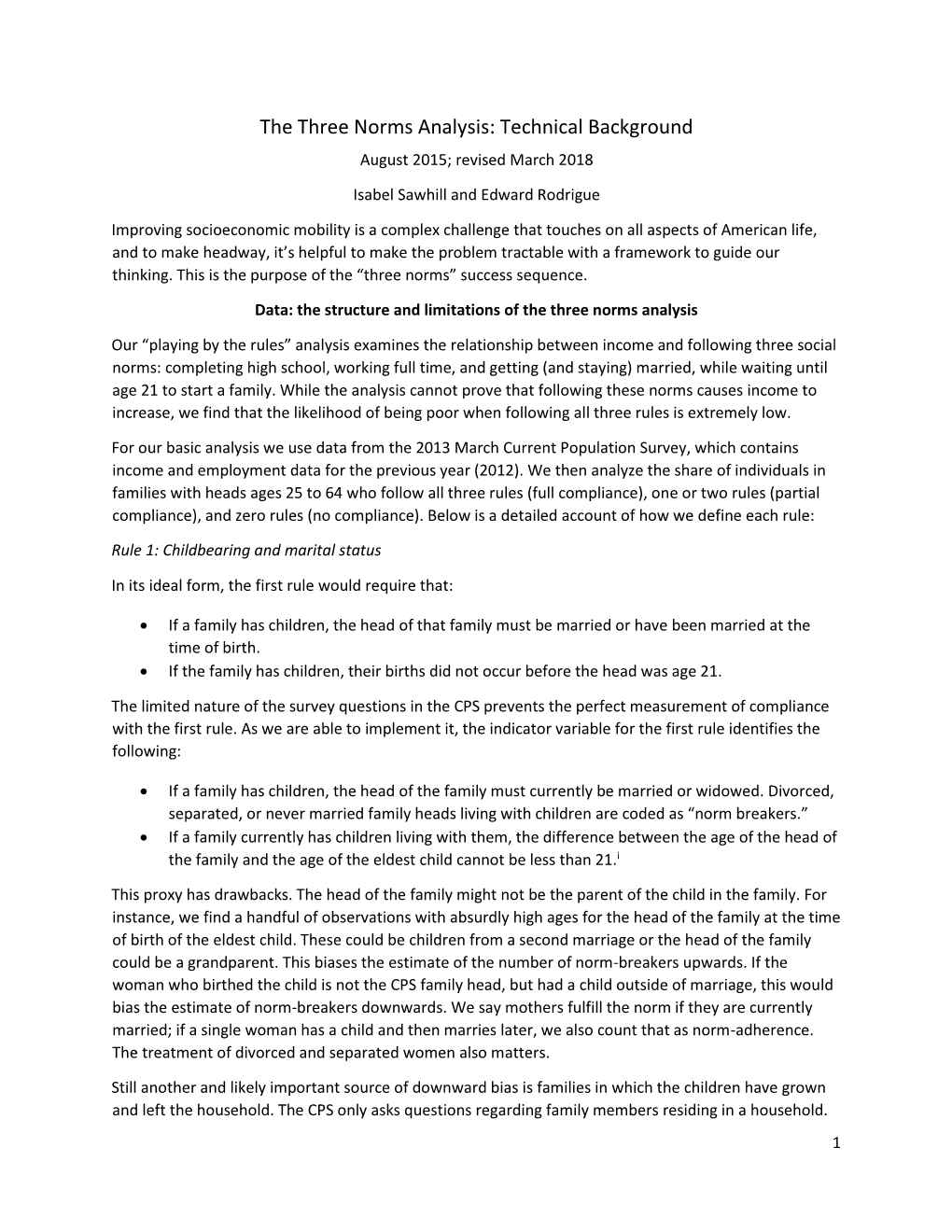 The Three Norms Analysis: Technical Background August 2015; Revised March 2018