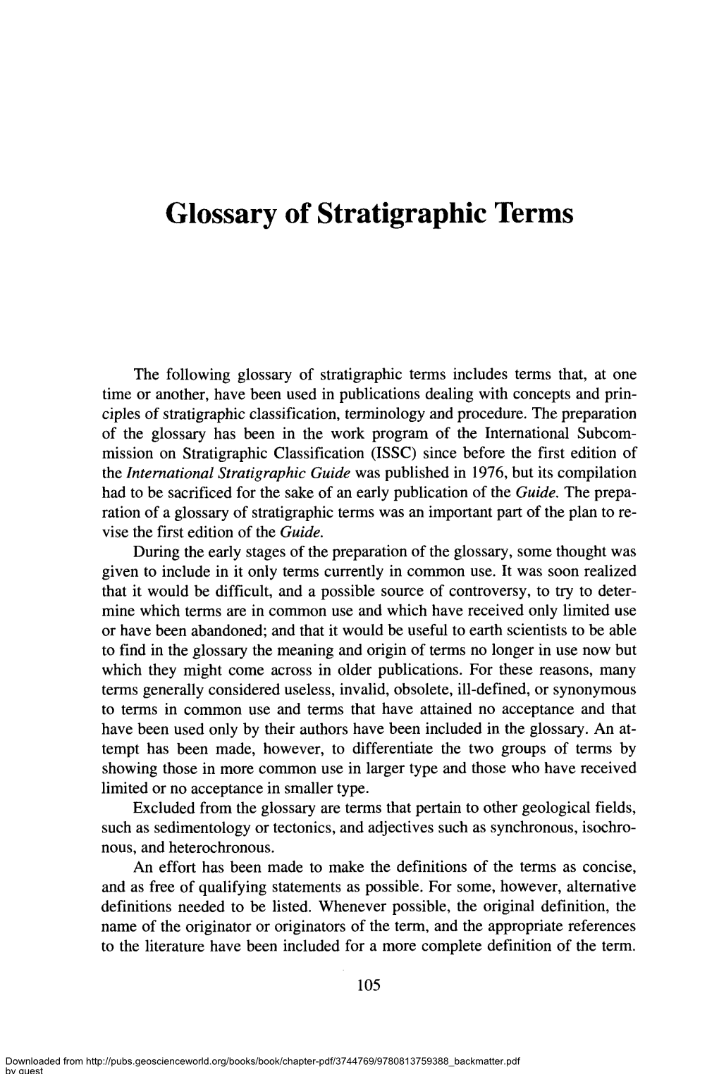 Glossary of Stratigraphic Terms