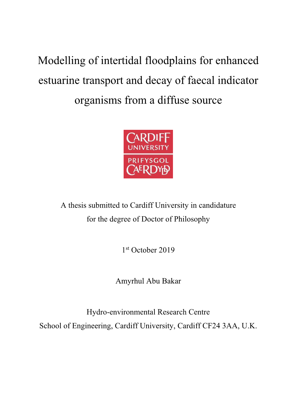 Modelling of Intertidal Floodplains for Enhanced Estuarine Transport and Decay of Faecal Indicator Organisms from a Diffuse Source