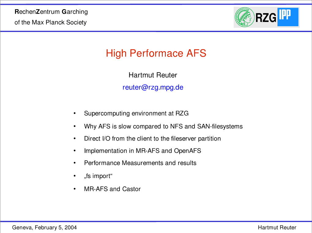 High Performace AFS