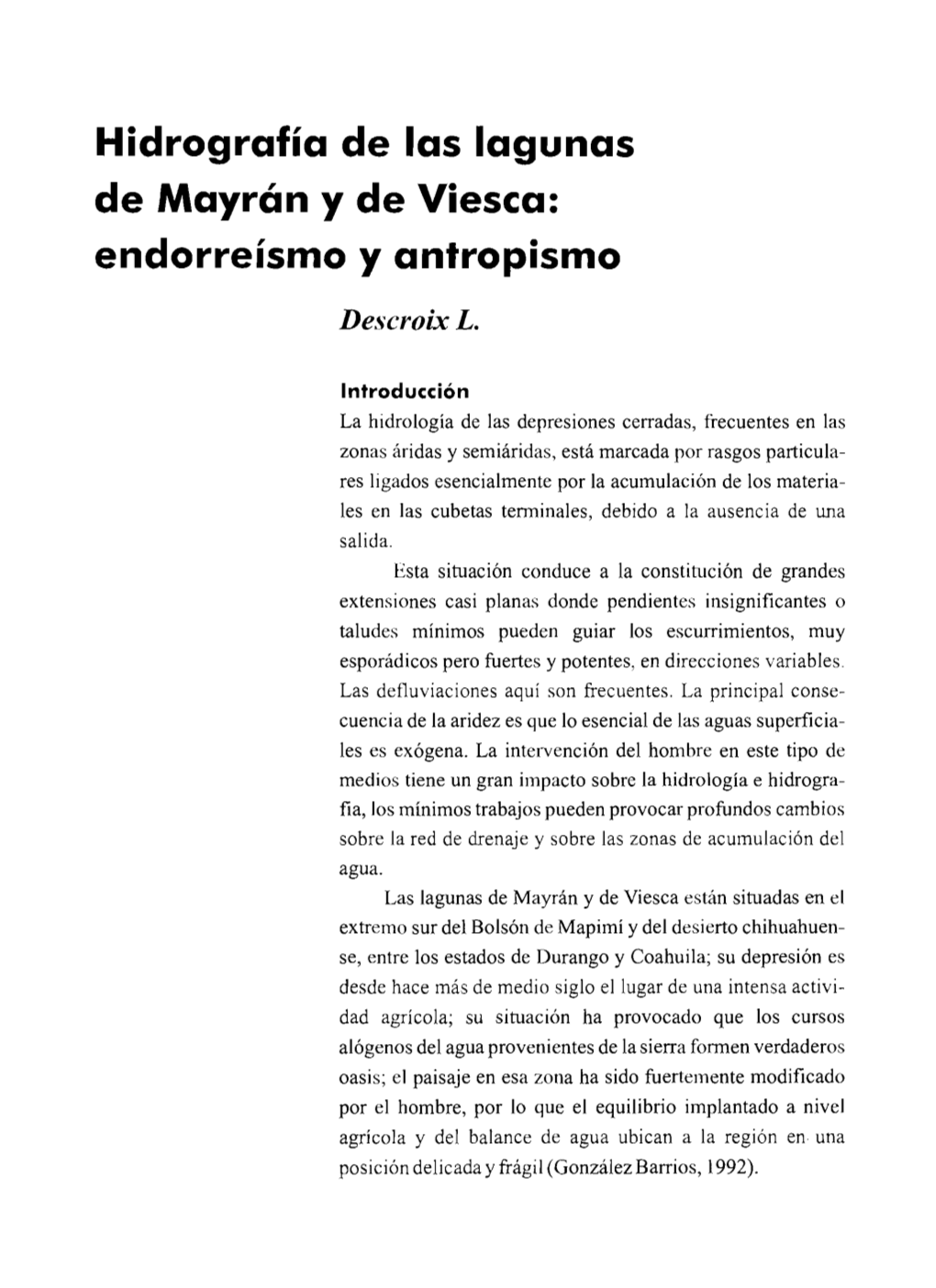 Hydrografia De Las Lagunas De Mayran Y De Viesca : Endorreismo Y