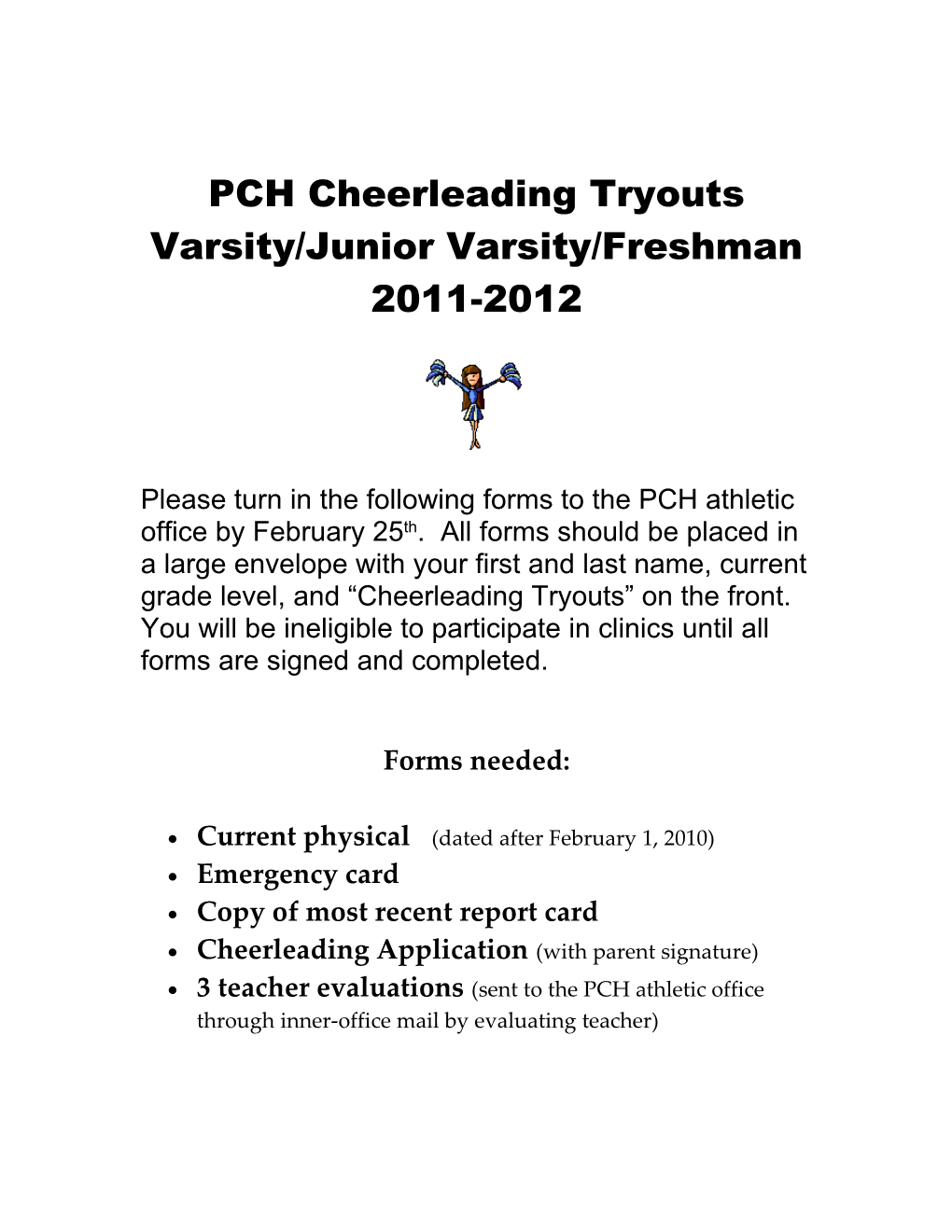 PCH Cheerleading Tryouts