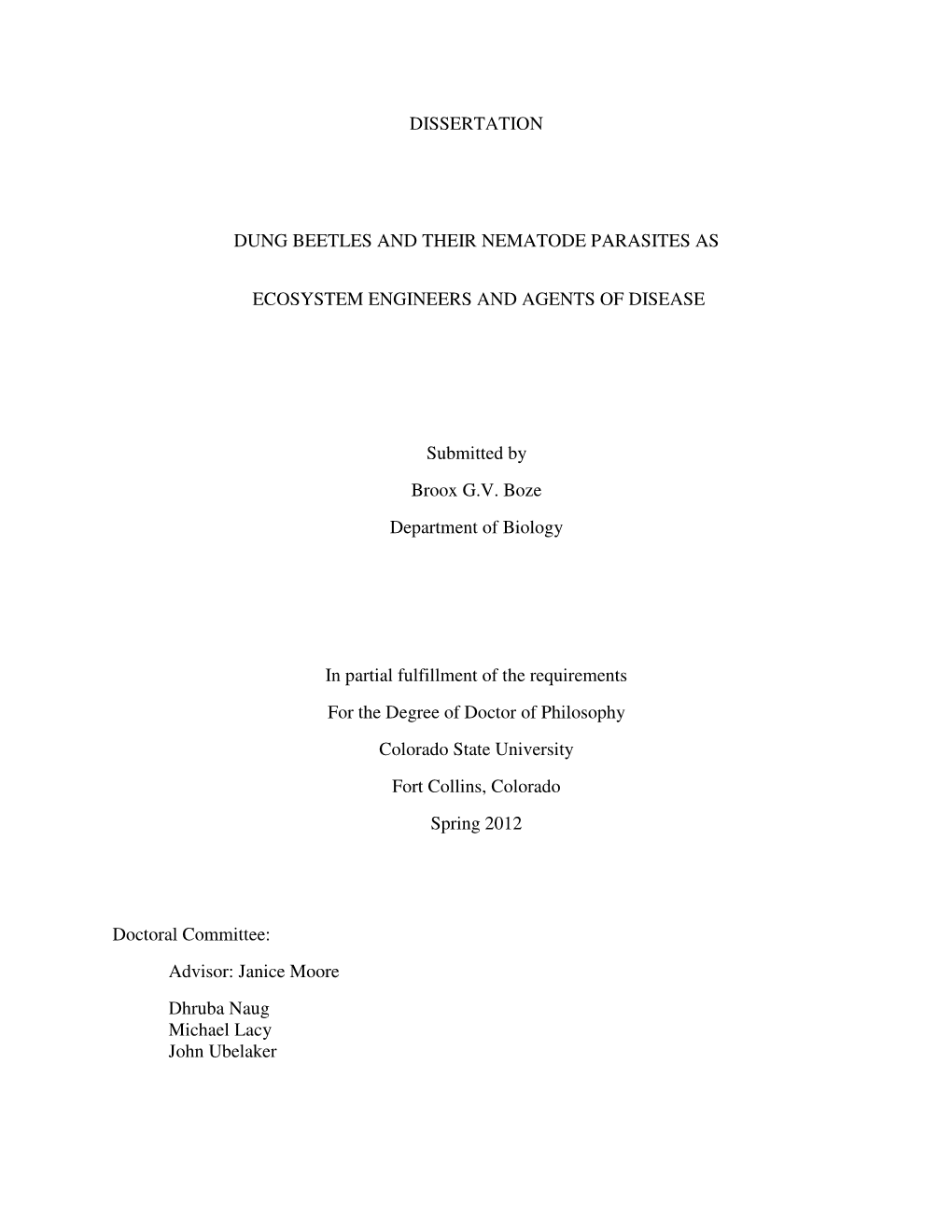 Dissertation Dung Beetles and Their Nematode