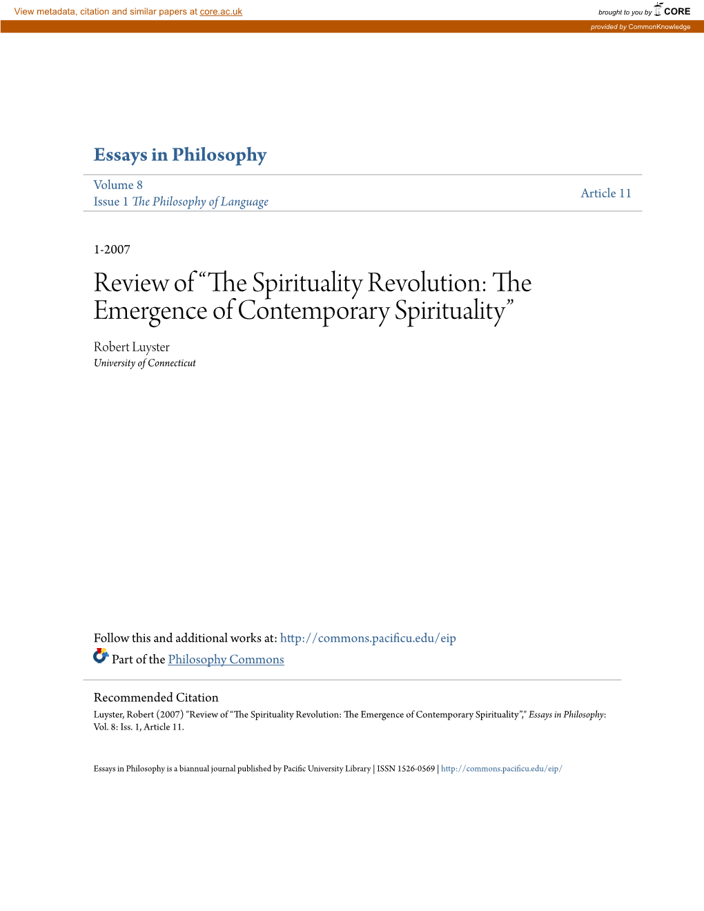 Review of Â•Œthe Spirituality Revolution