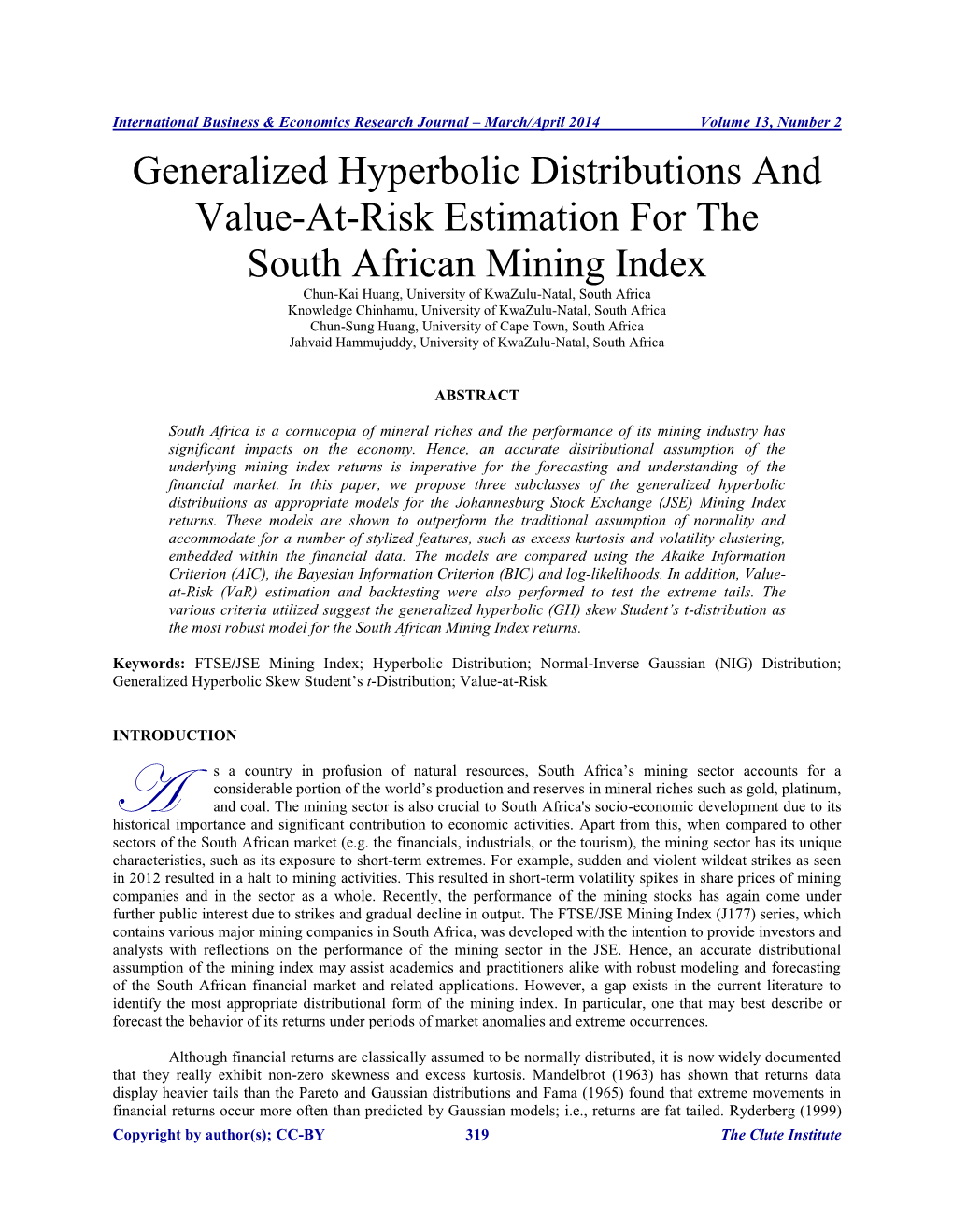 Generalized Hyperbolic Distributions and Value-At-Risk Estimation For