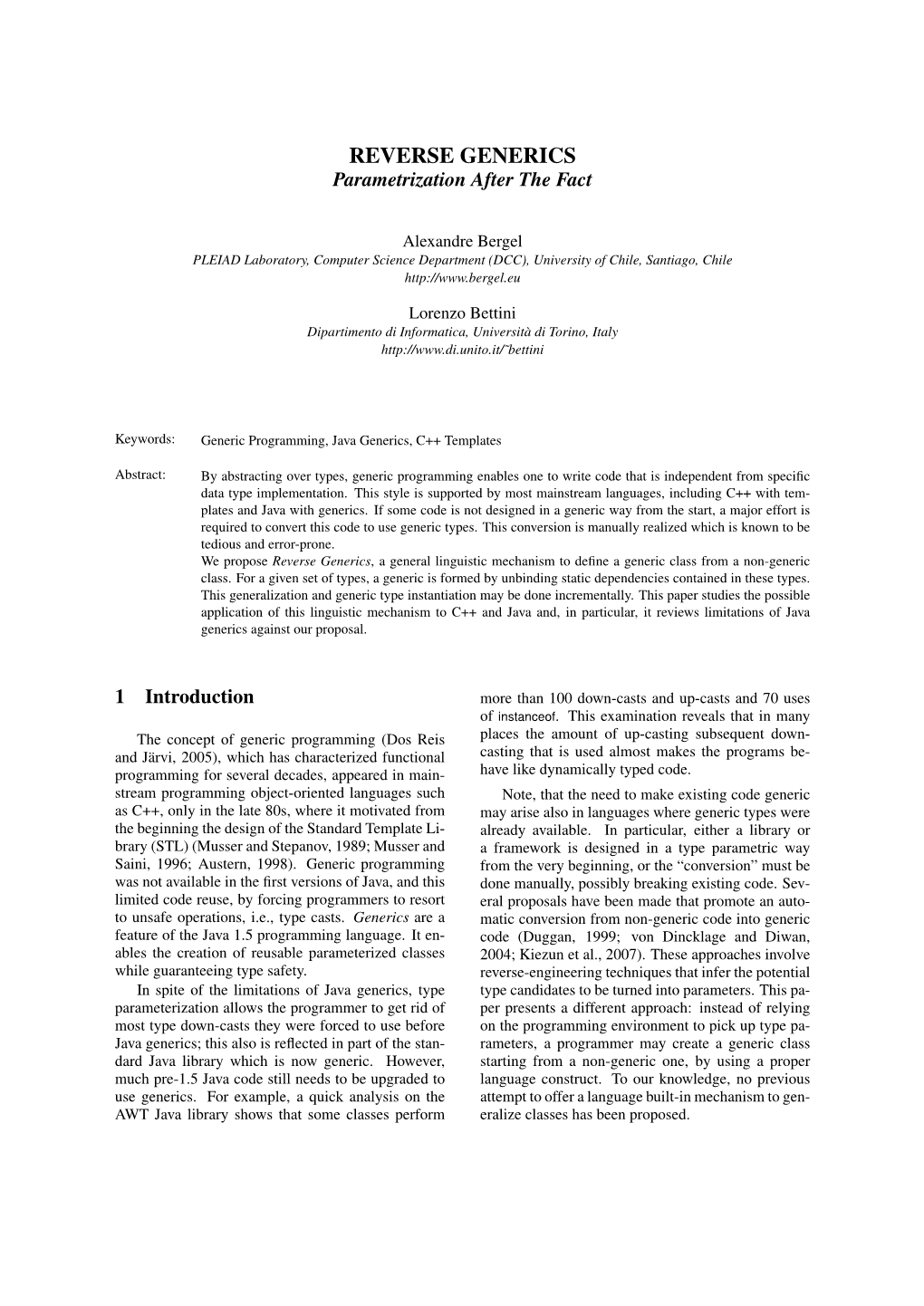 REVERSE GENERICS Parametrization After the Fact