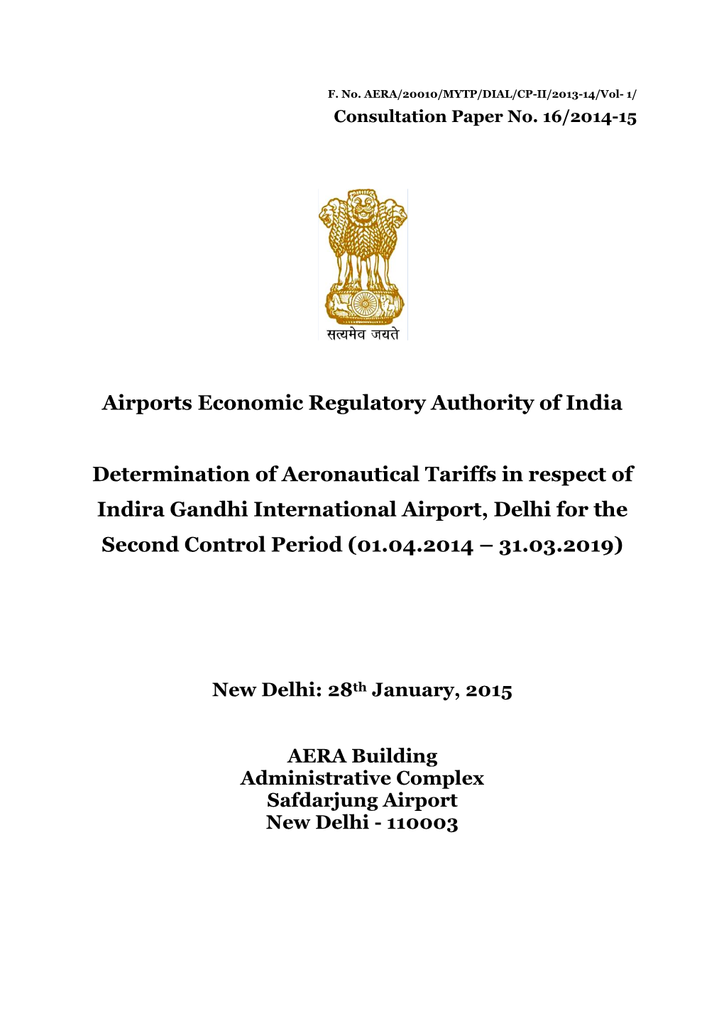 Airports Economic Regulatory Authority of India Determination Of