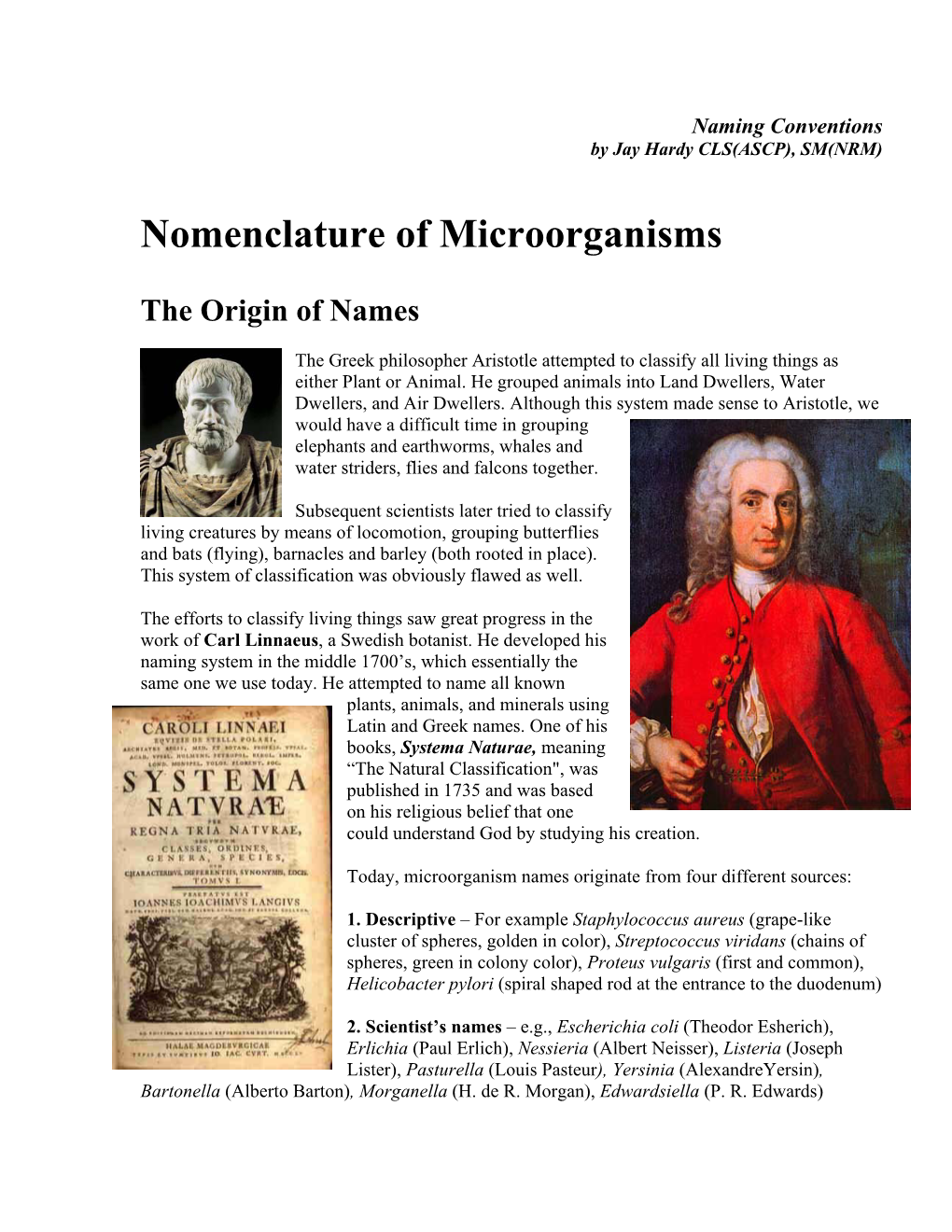 Nomenclature of Microorganisms