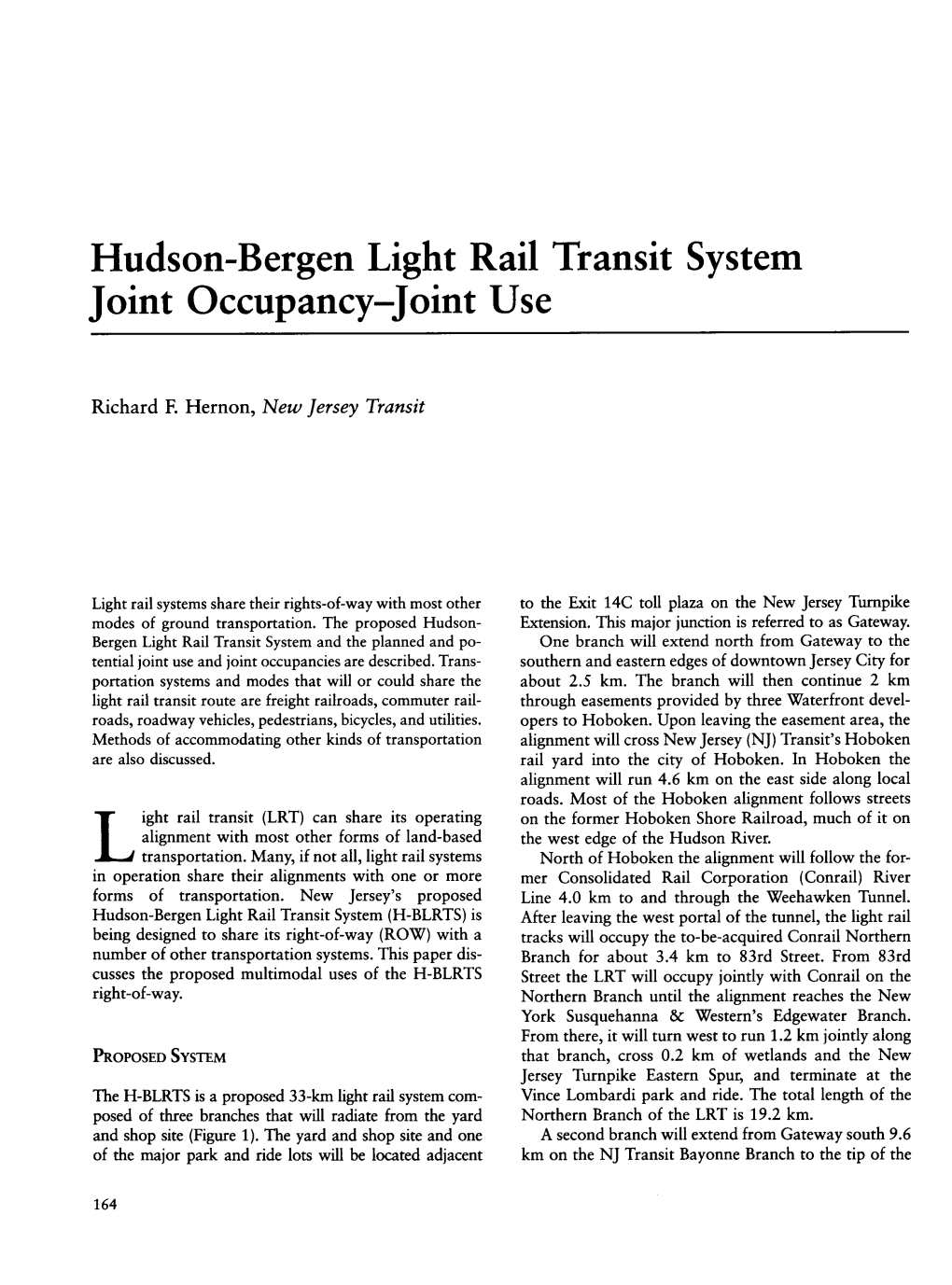 Hudson-Bergen Light Rail Transit System Joint Occupancy-Joint Use