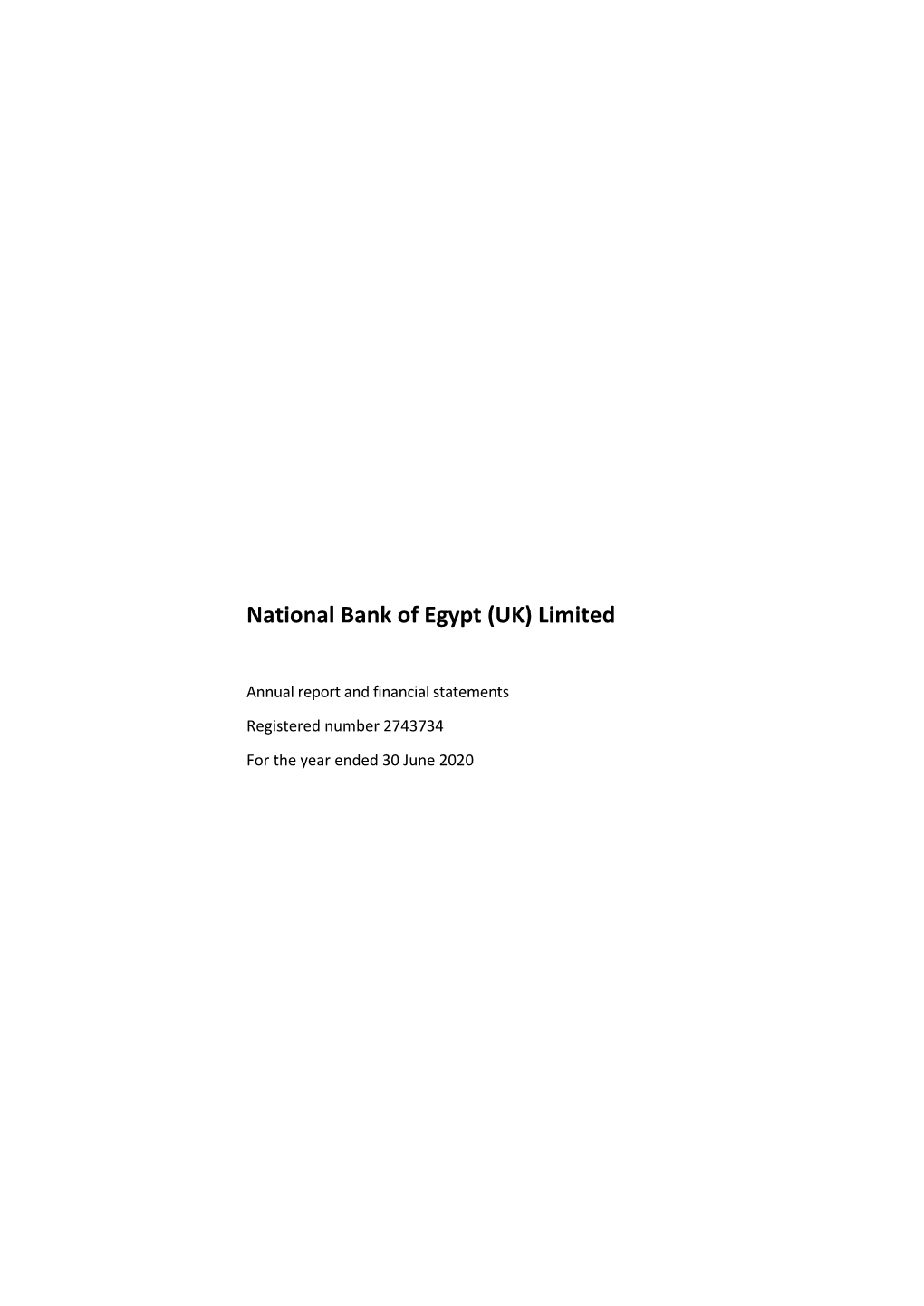 National Bank of Egypt (UK) Limited