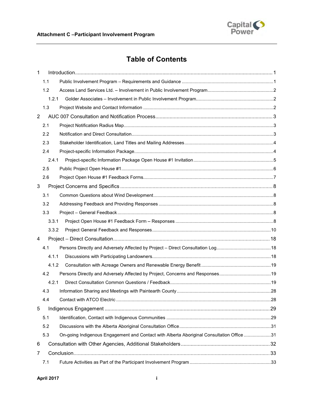 Table of Contents