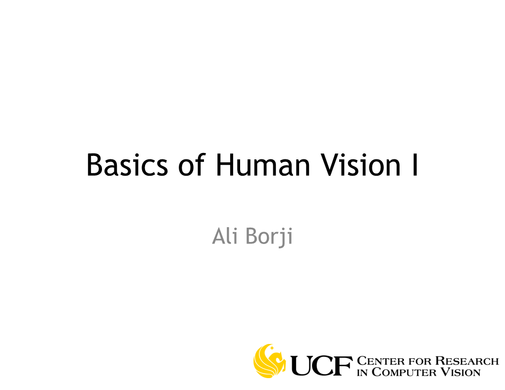 Basics of Human Vision I