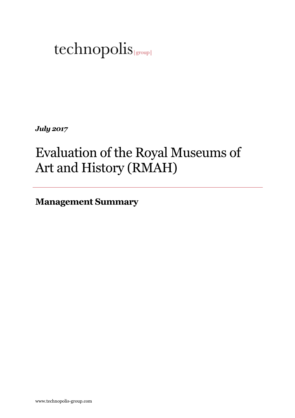 Evaluation of the Royal Museums of Art and History (RMAH)